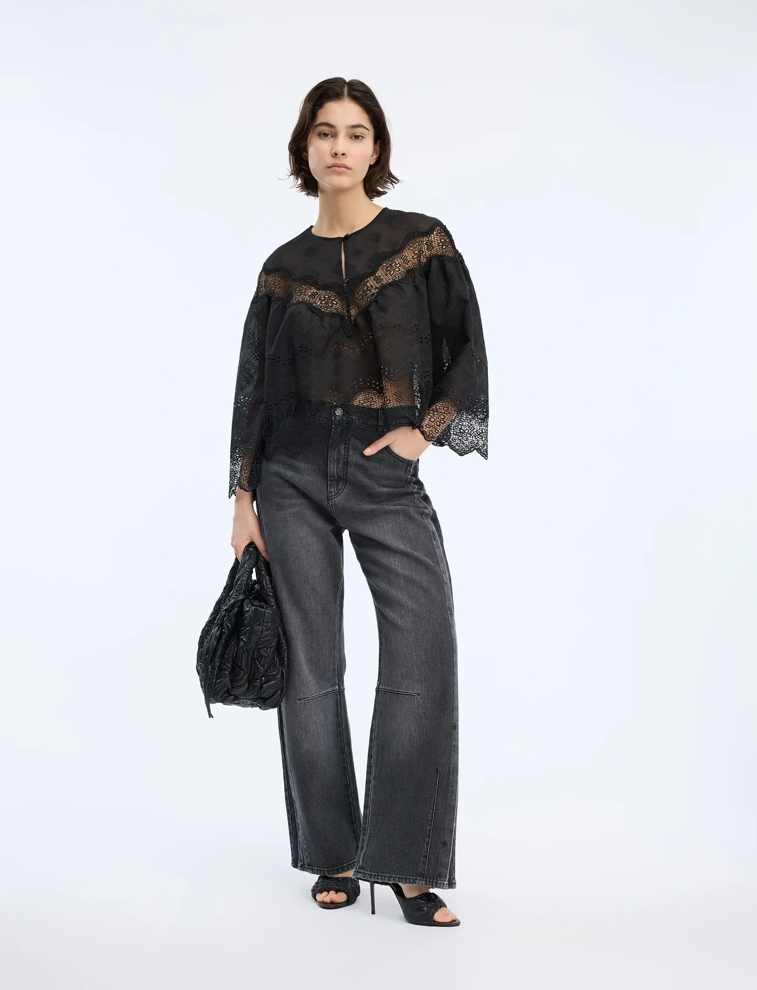 Munthe - VALIANCE - pikkade varrukatega pluusid - black - 3