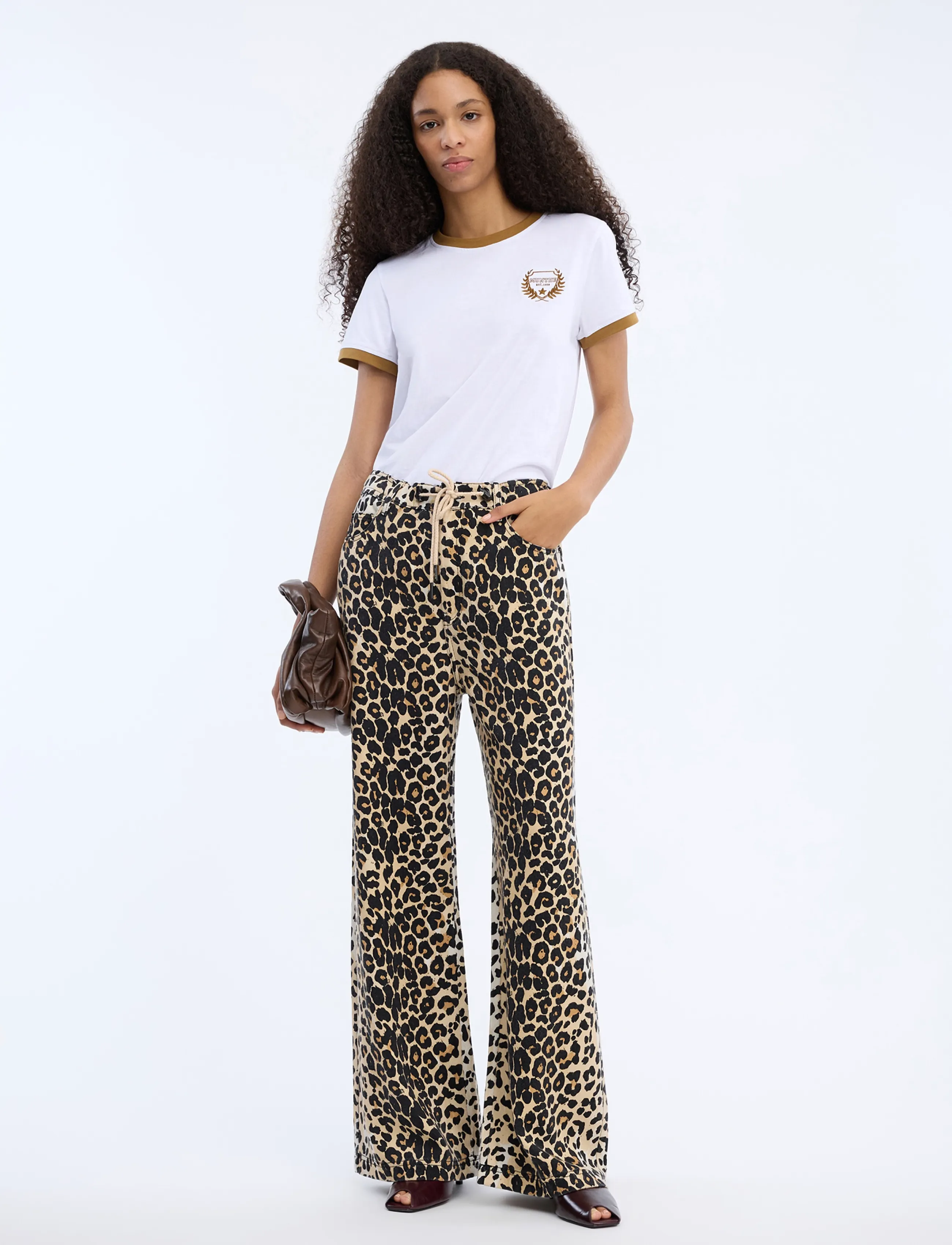 Munthe OBEY - Hosen mit weitem Bein - PRINT ANIMAL / beige