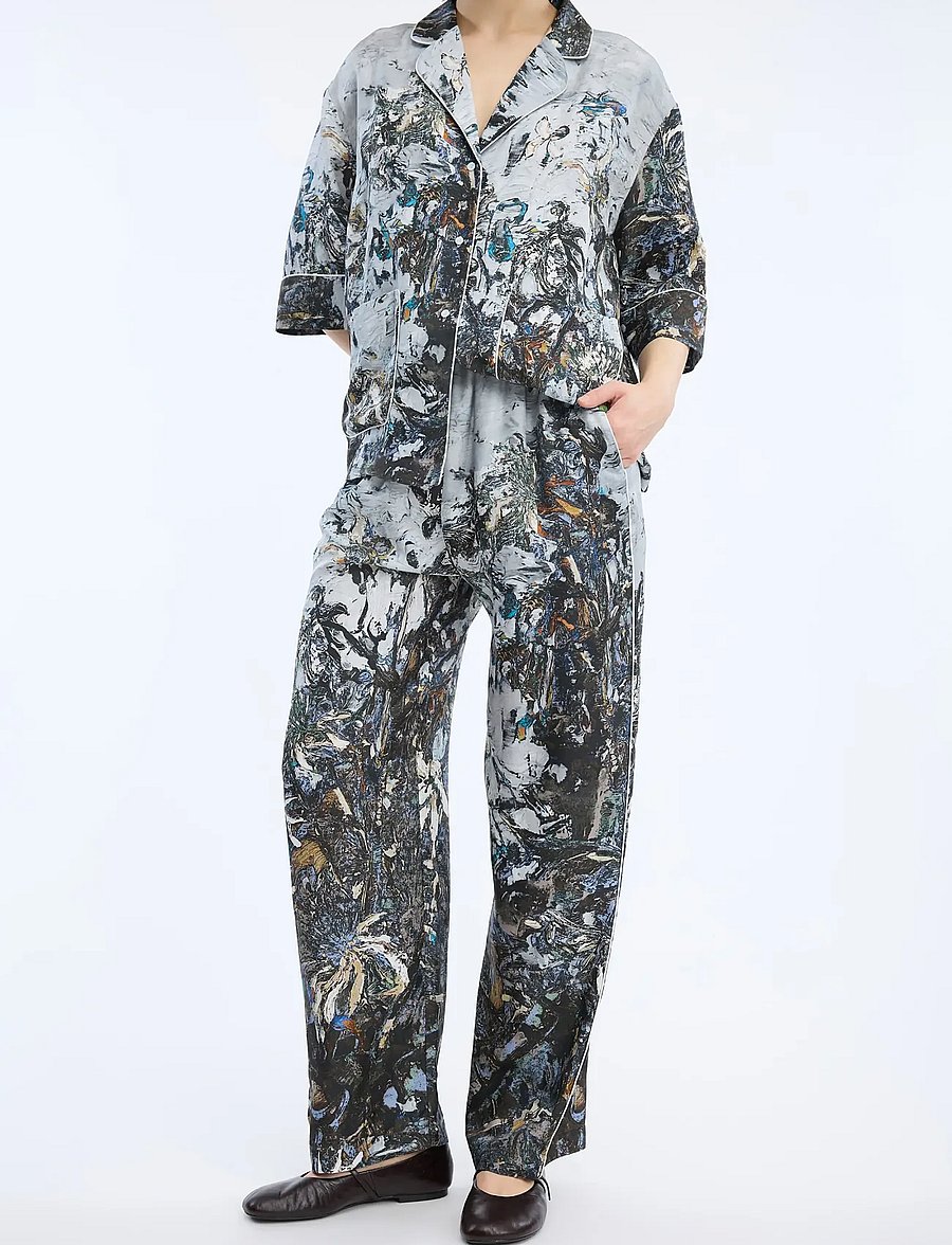 Munthe - VARUM - vida byxor - print grey - 0