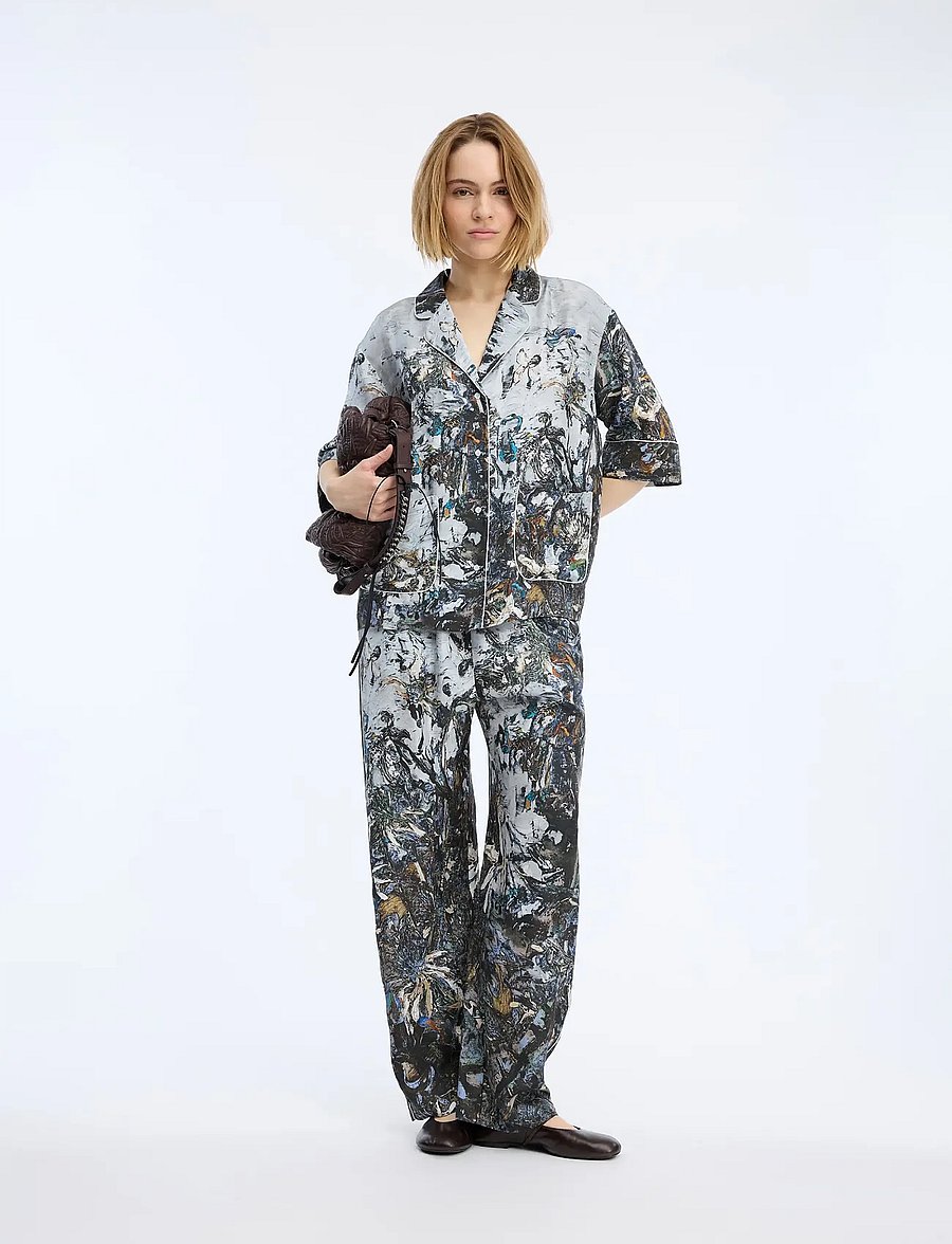 Munthe - VARUM - vida byxor - print grey - 3