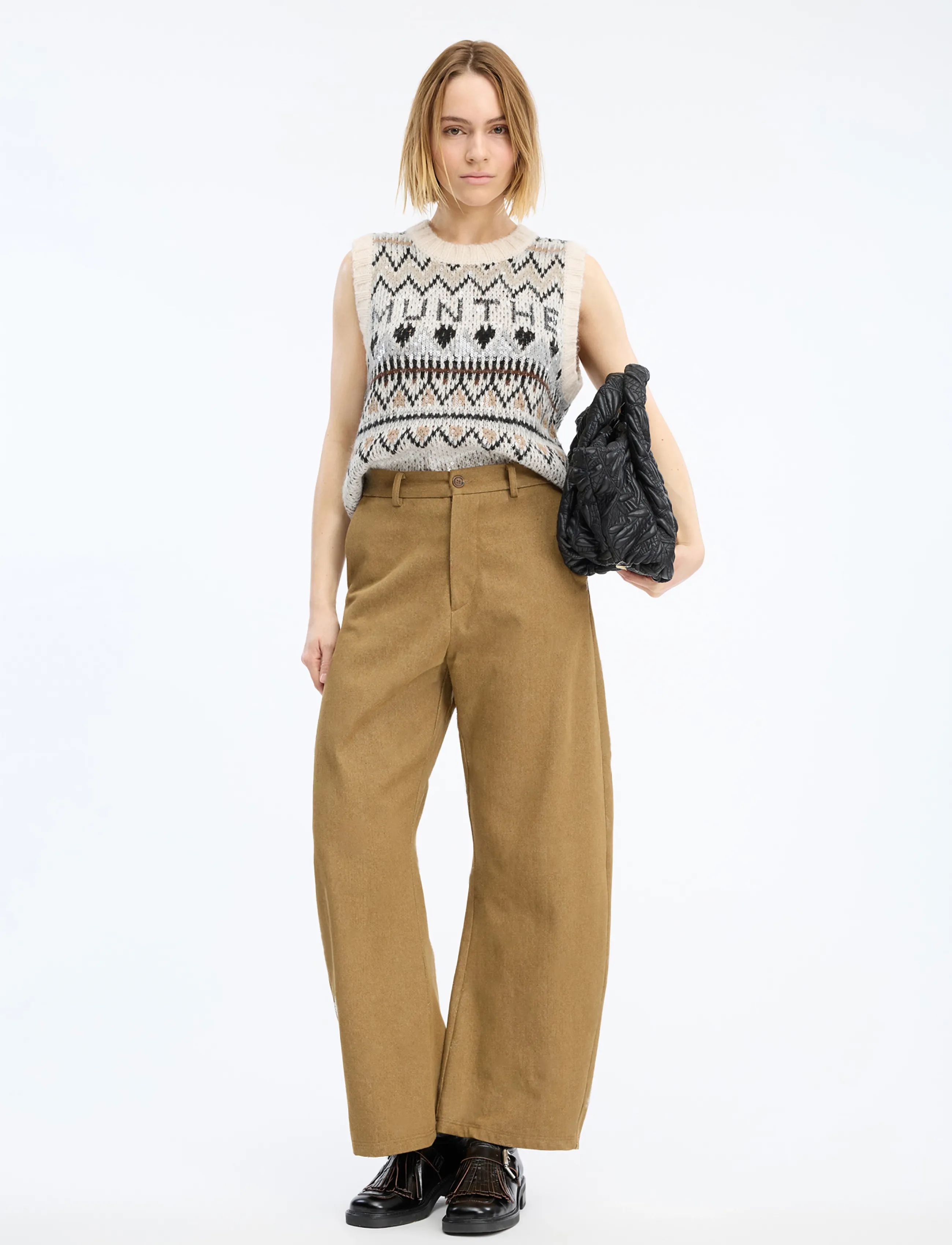 Munthe VUZLER - Trousers - NATURE / brown