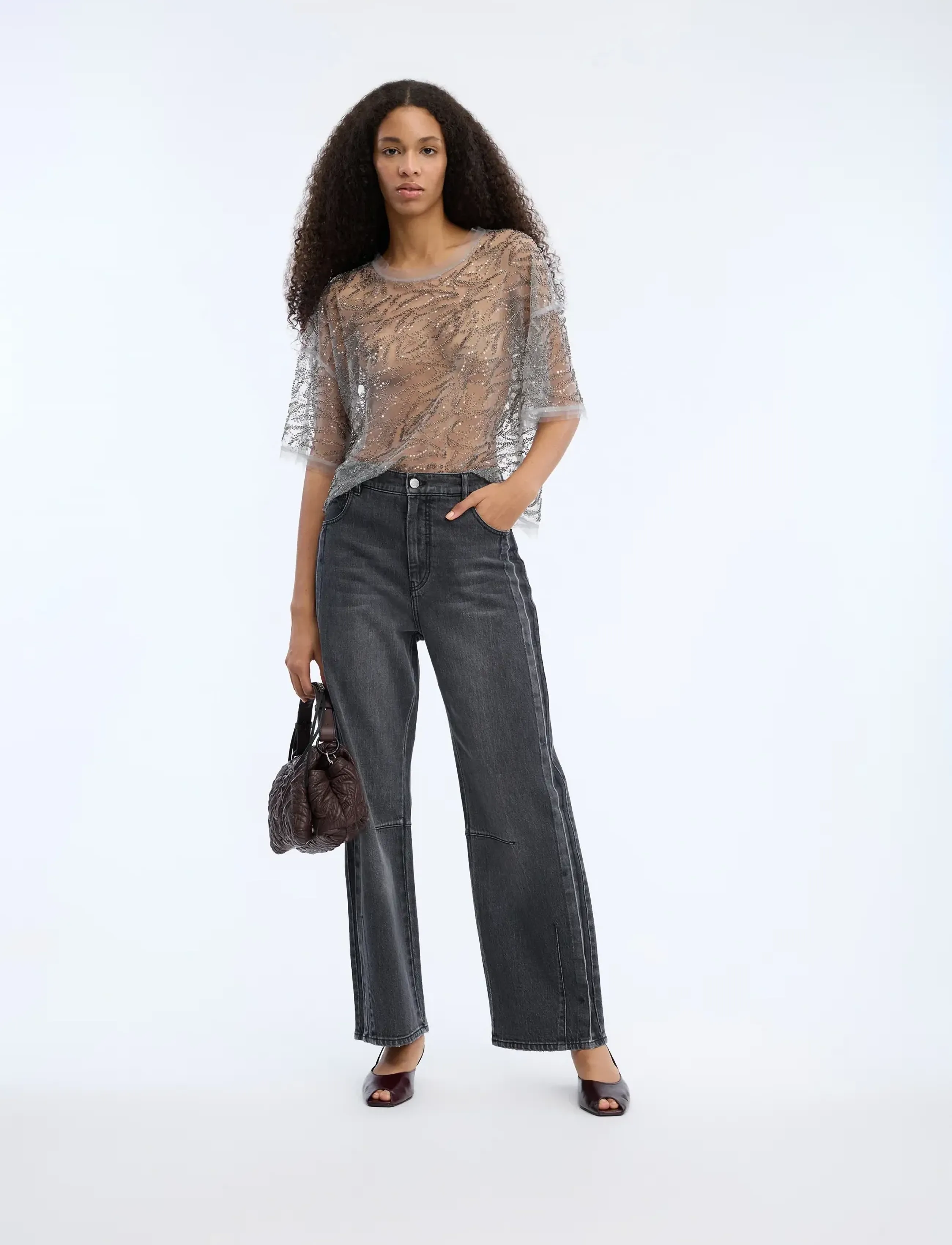 Munthe BOHDI - Straight jeans - BLACK / black