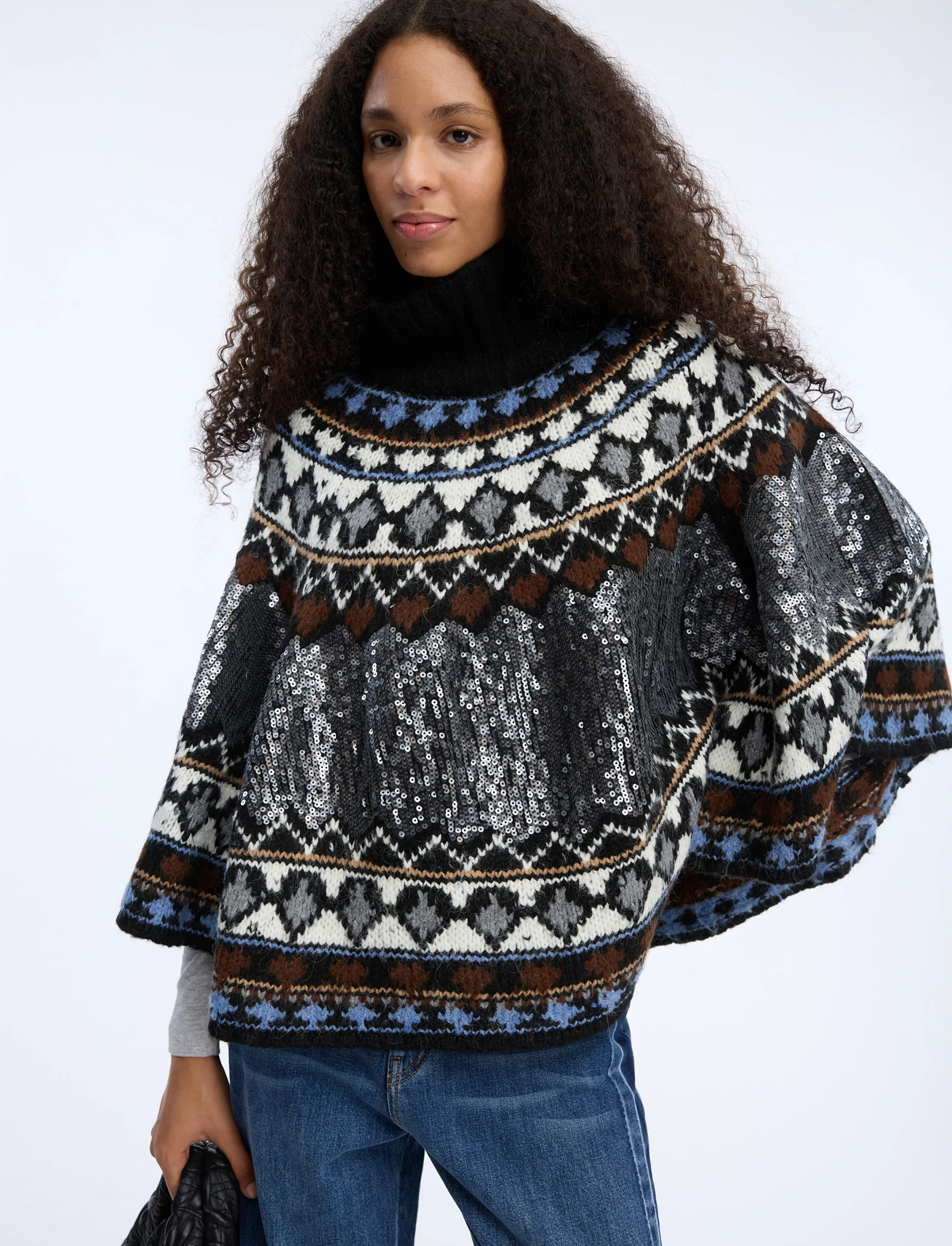 Munthe - VERST - ponchos & capes - mix black - 3