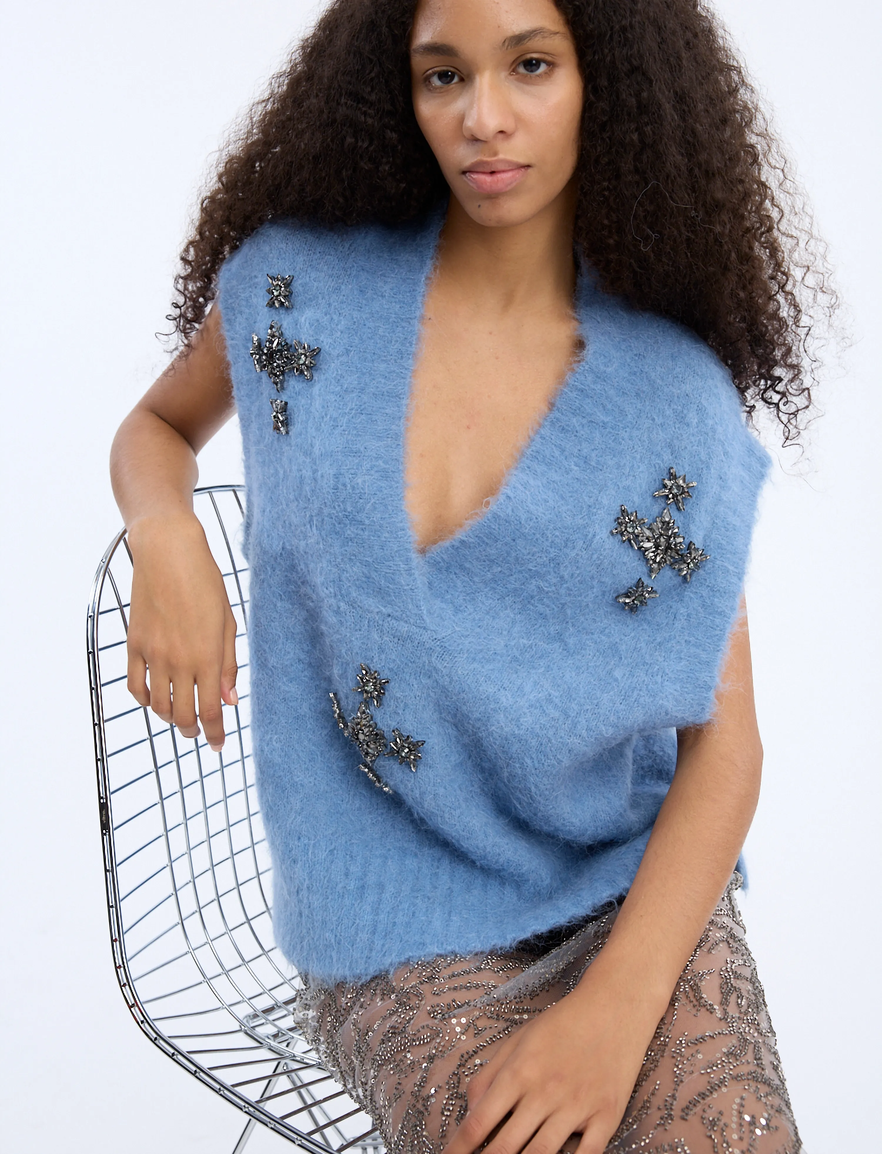Munthe - VURULIA - kootud vestid - blue - 5