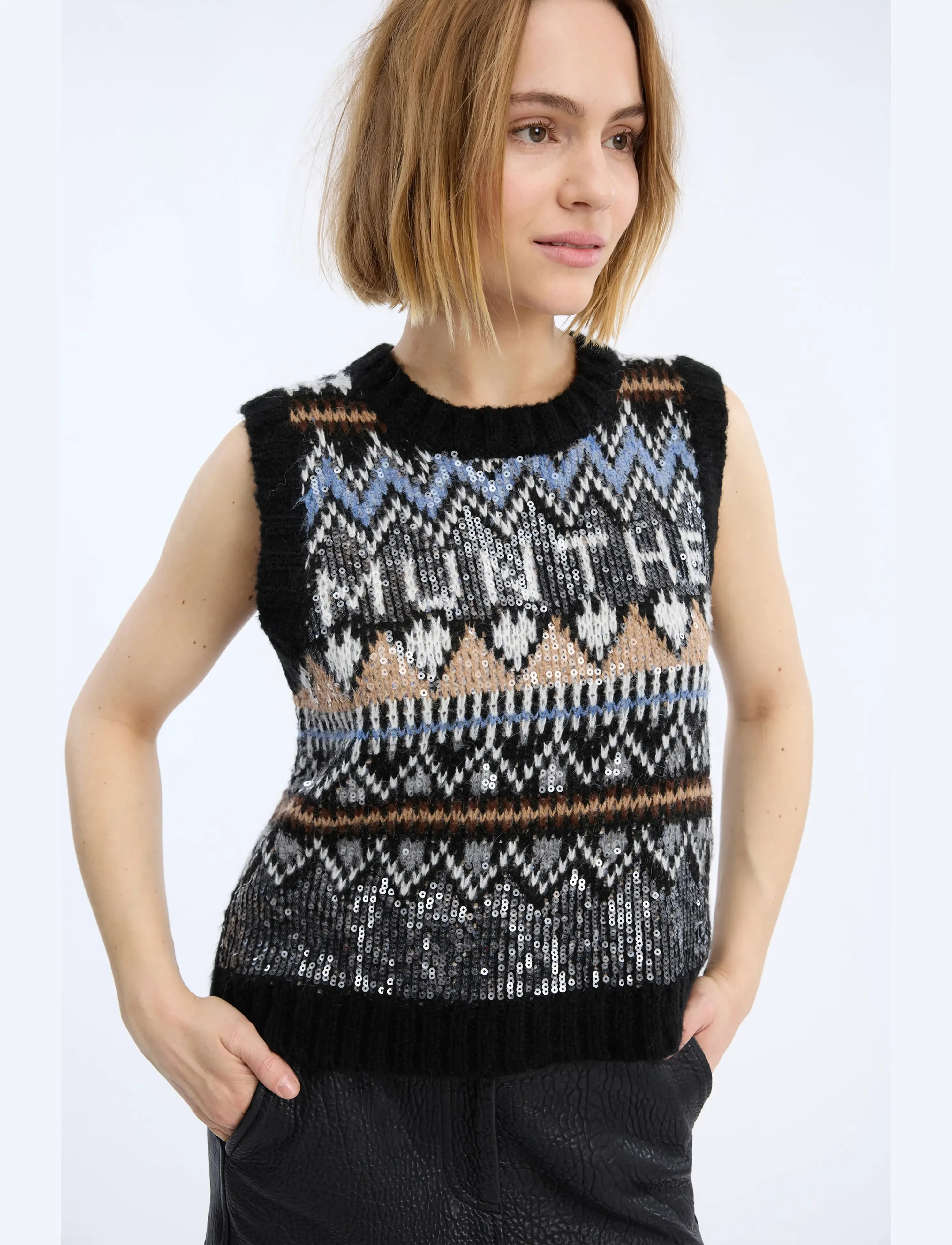 Munthe - VITALISM - knitted vests - mix black - 3