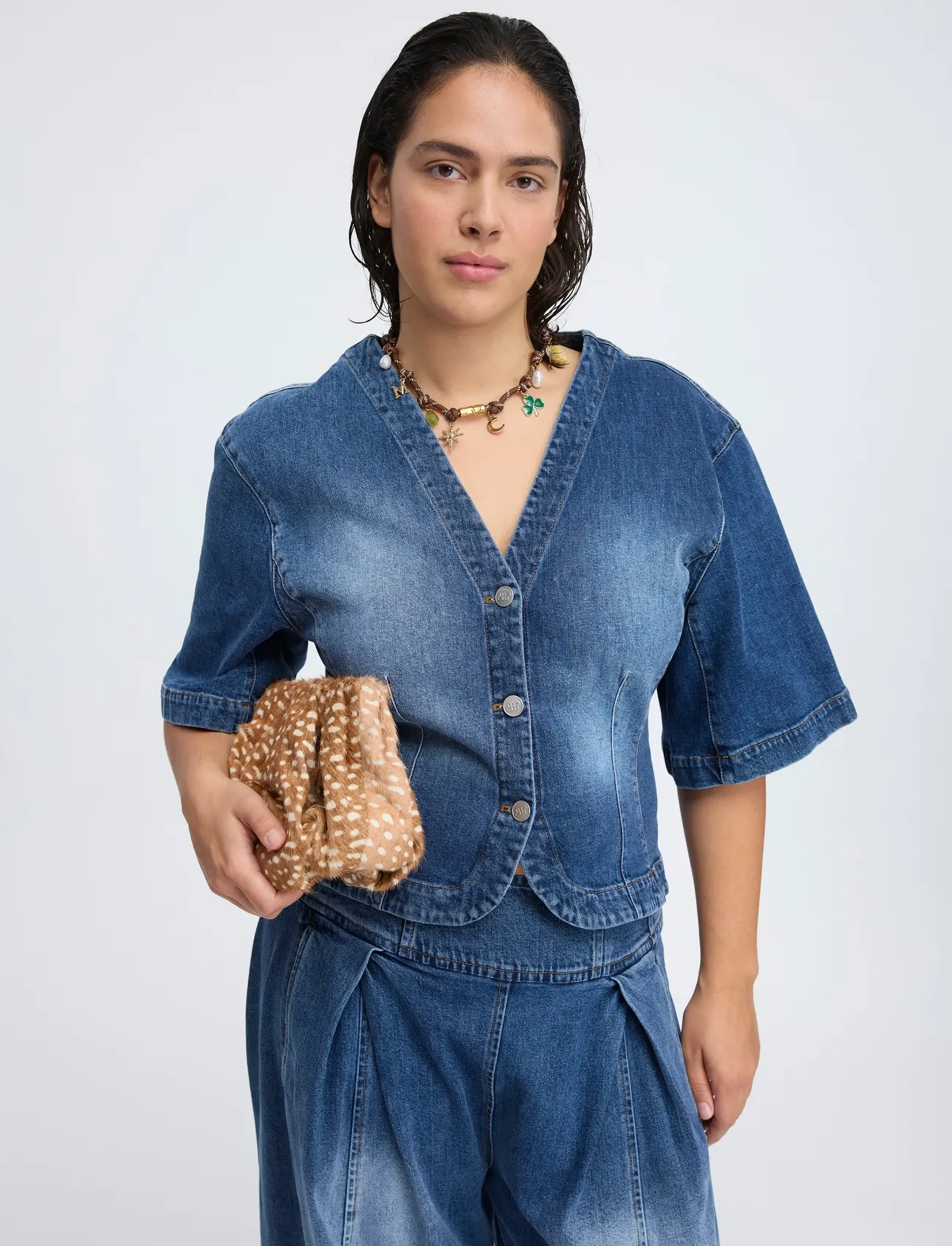 Munthe - CASSIA - short-sleeved blouses - blue - 2