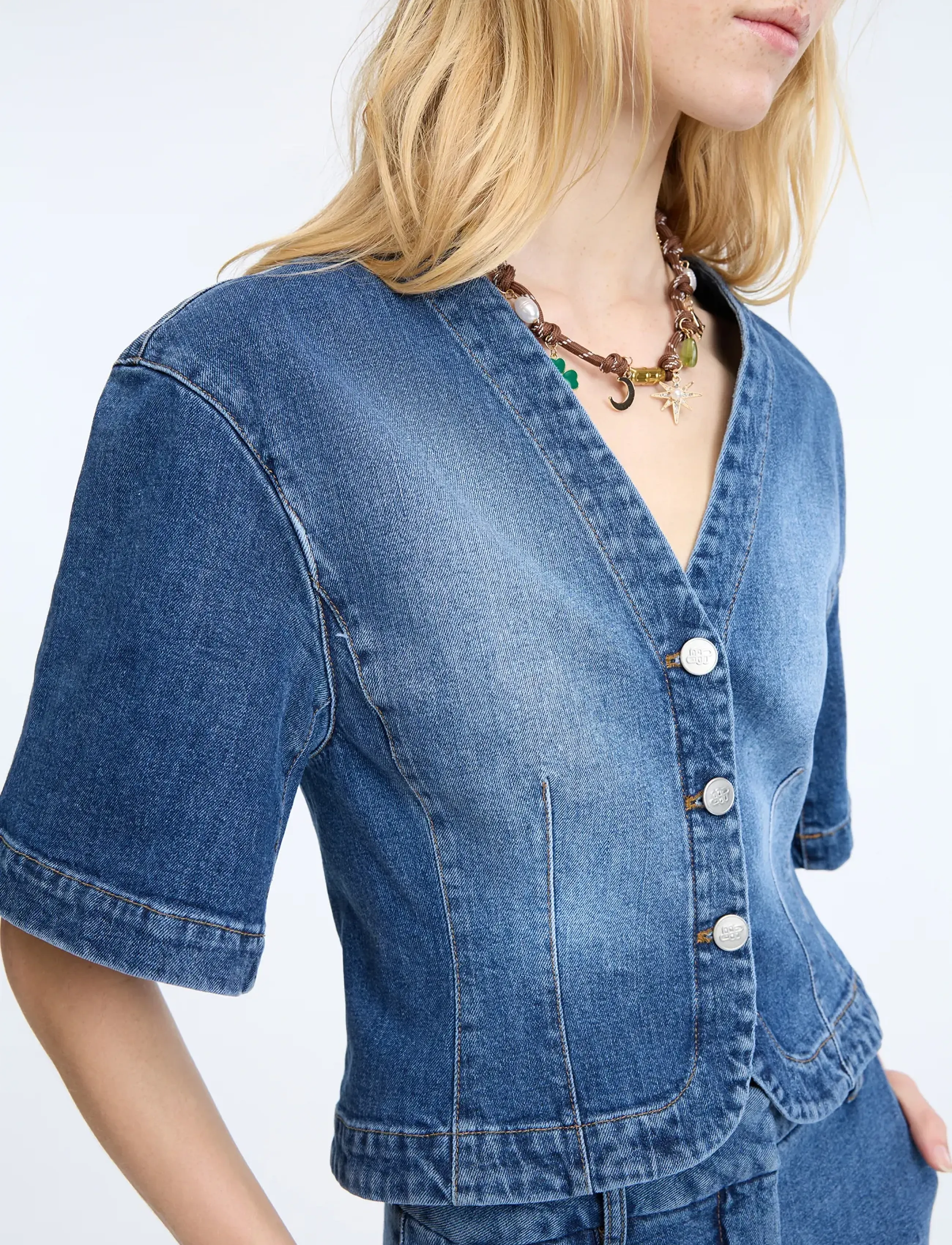 Munthe - CASSIA - short-sleeved blouses - blue - 3