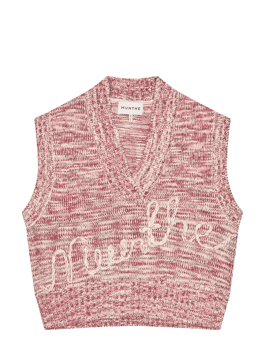 Munthe - CANDIE - stickade västar - berry - 1