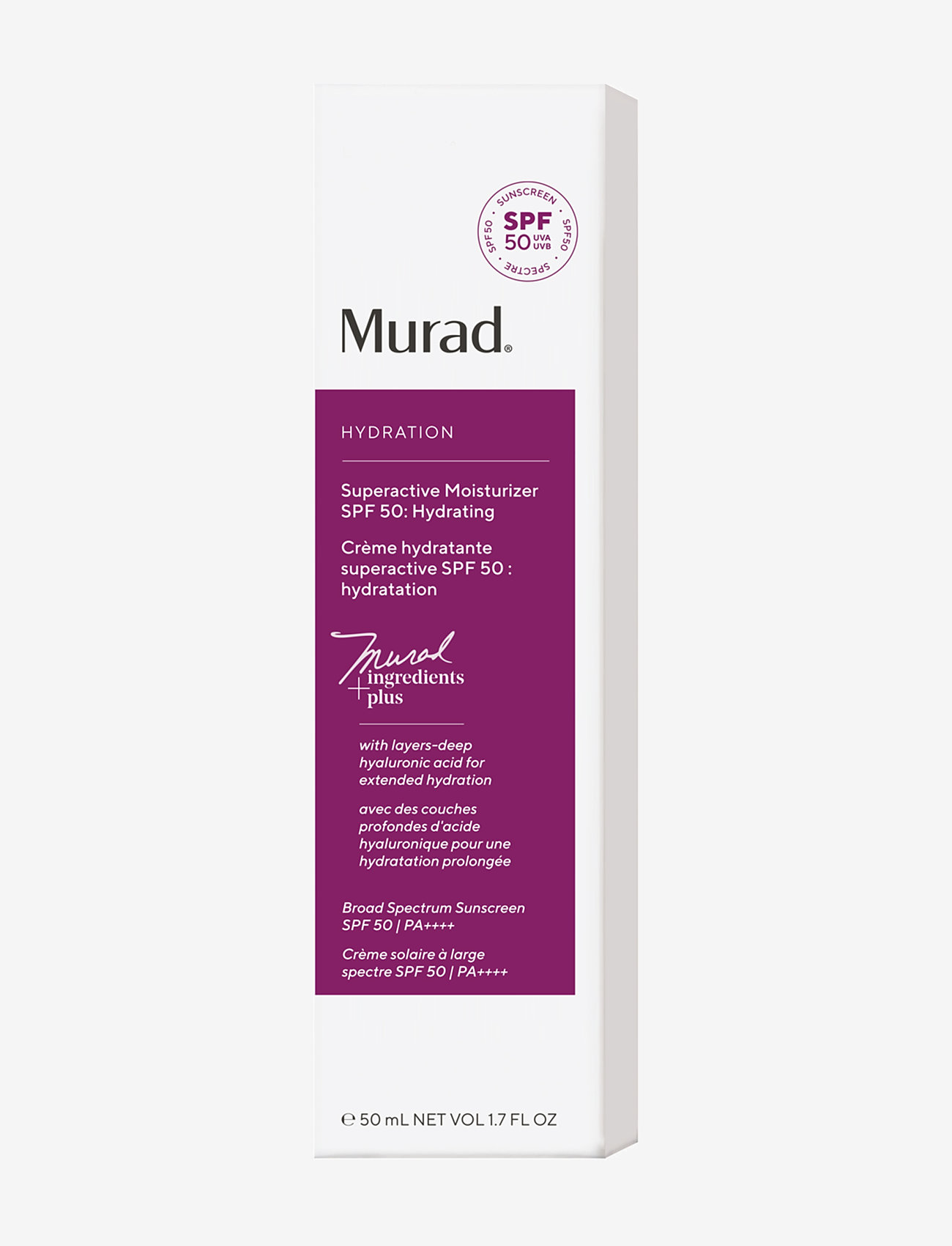 Murad - SUPERACTIVE SPF 50 MOISTURIZER: HYDRATING 50 ML - dagkräm - clear - 1