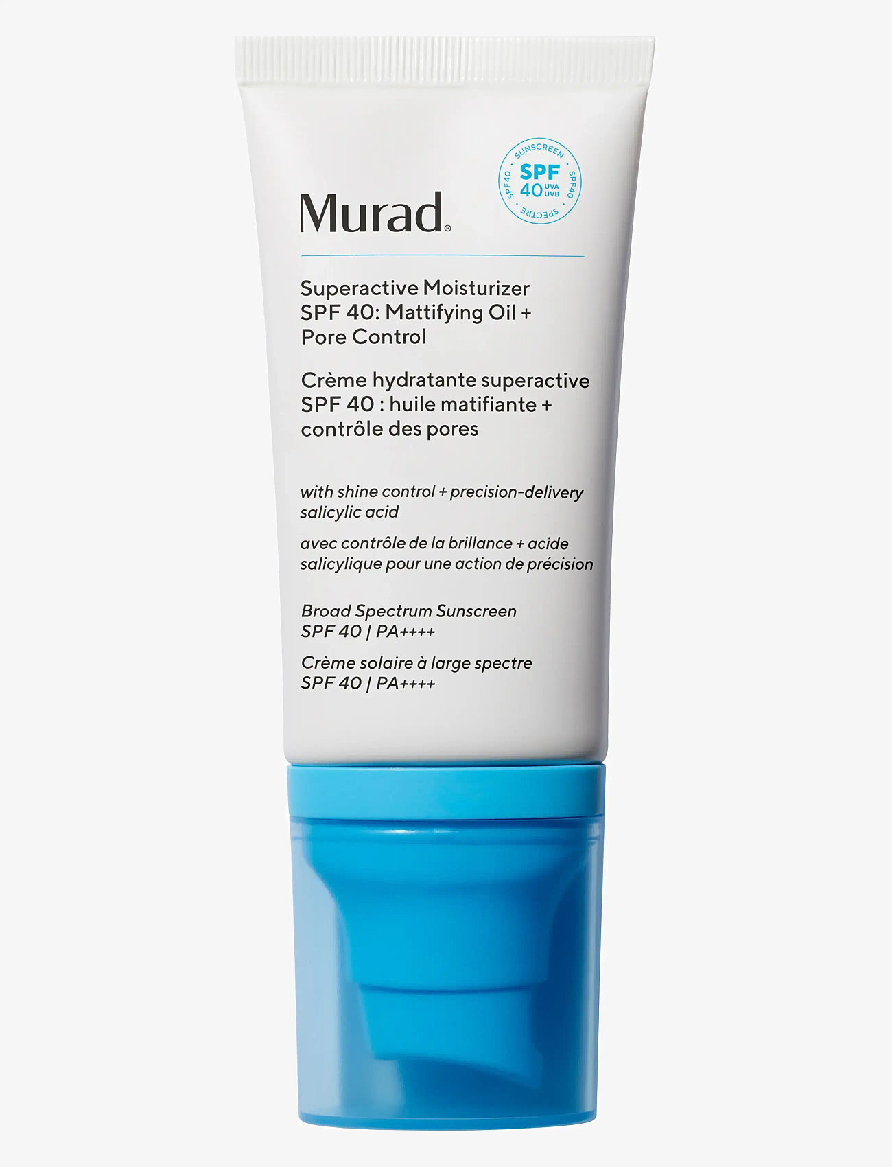 Murad - SUPERACTIVE SPF 40 MOISTURIZER: MATTIFYING OIL + PORE CONTROL 50 ML - dagkräm - clear - 0