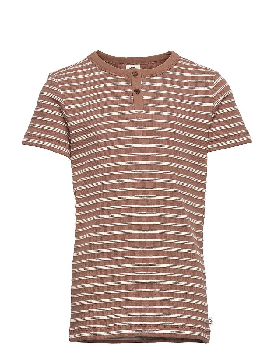 Müsli by Green Cotton - Stripe rib granny s/s T - brown sugar - 0