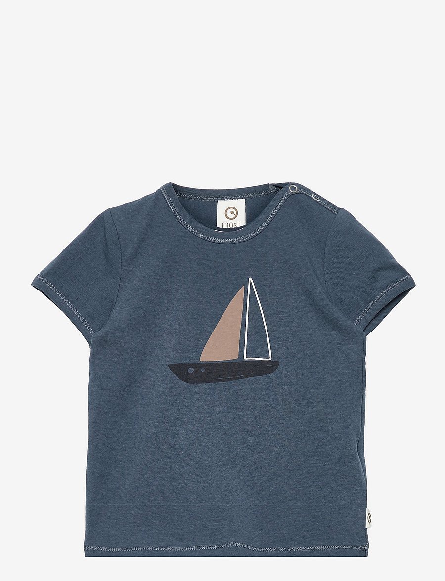 Müsli by Green Cotton - Boat front s/s T baby - midnight - 0