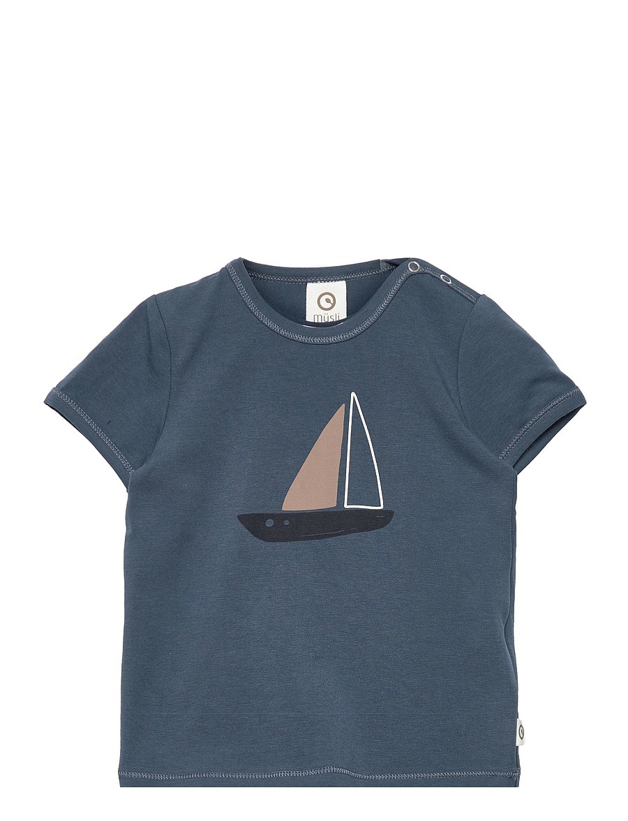 Müsli by Green Cotton - Boat front s/s T baby - midnight - 0