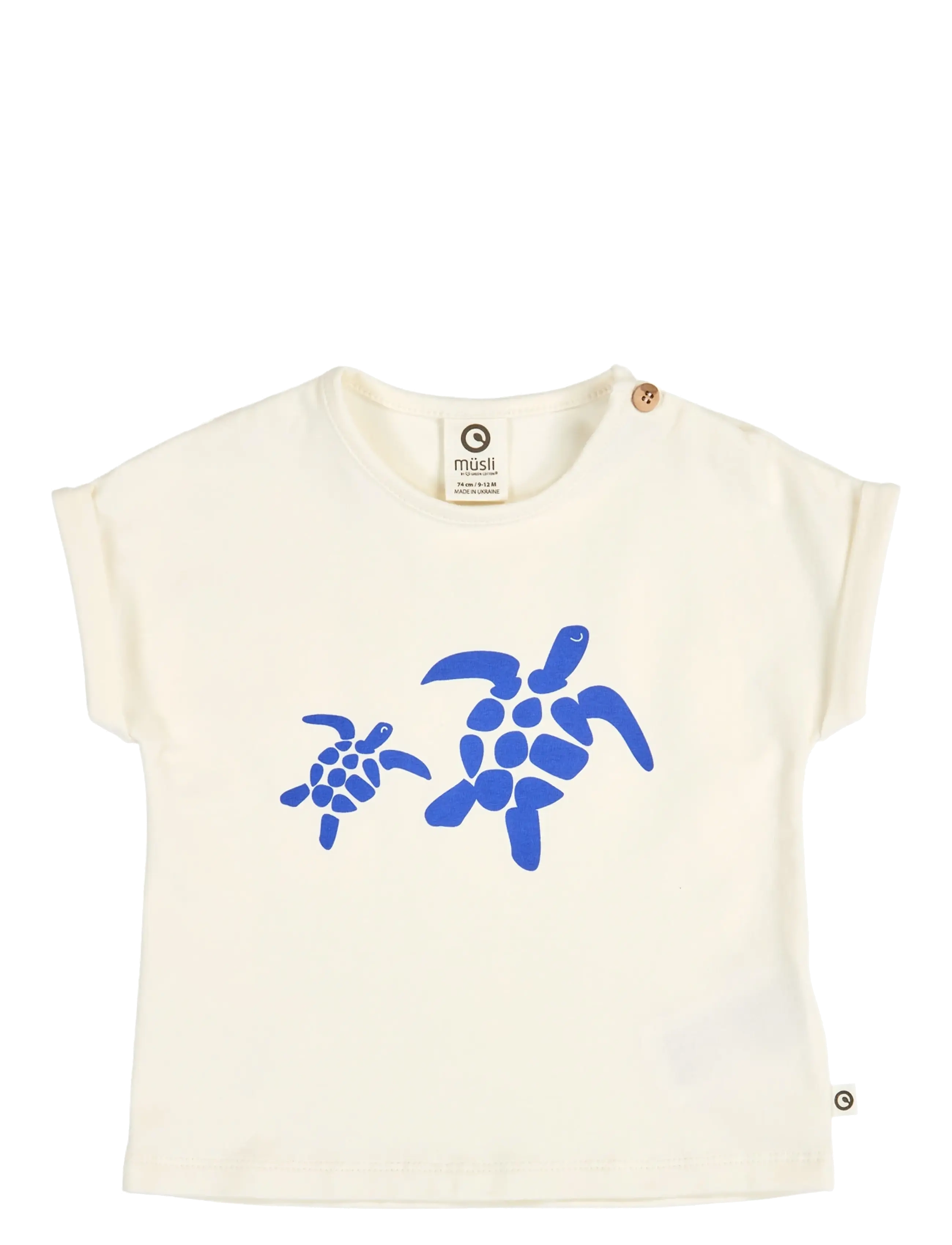 Müsli by Green Cotton Turtle print s/s T baby - Overdele - TOFU / cream