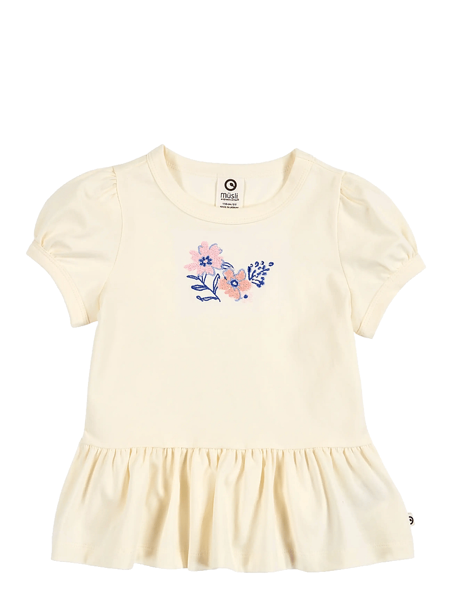 Müsli by Green Cotton - Primrose peplum puff s/s T - t-shirts à manches courtes - tofu - 1
