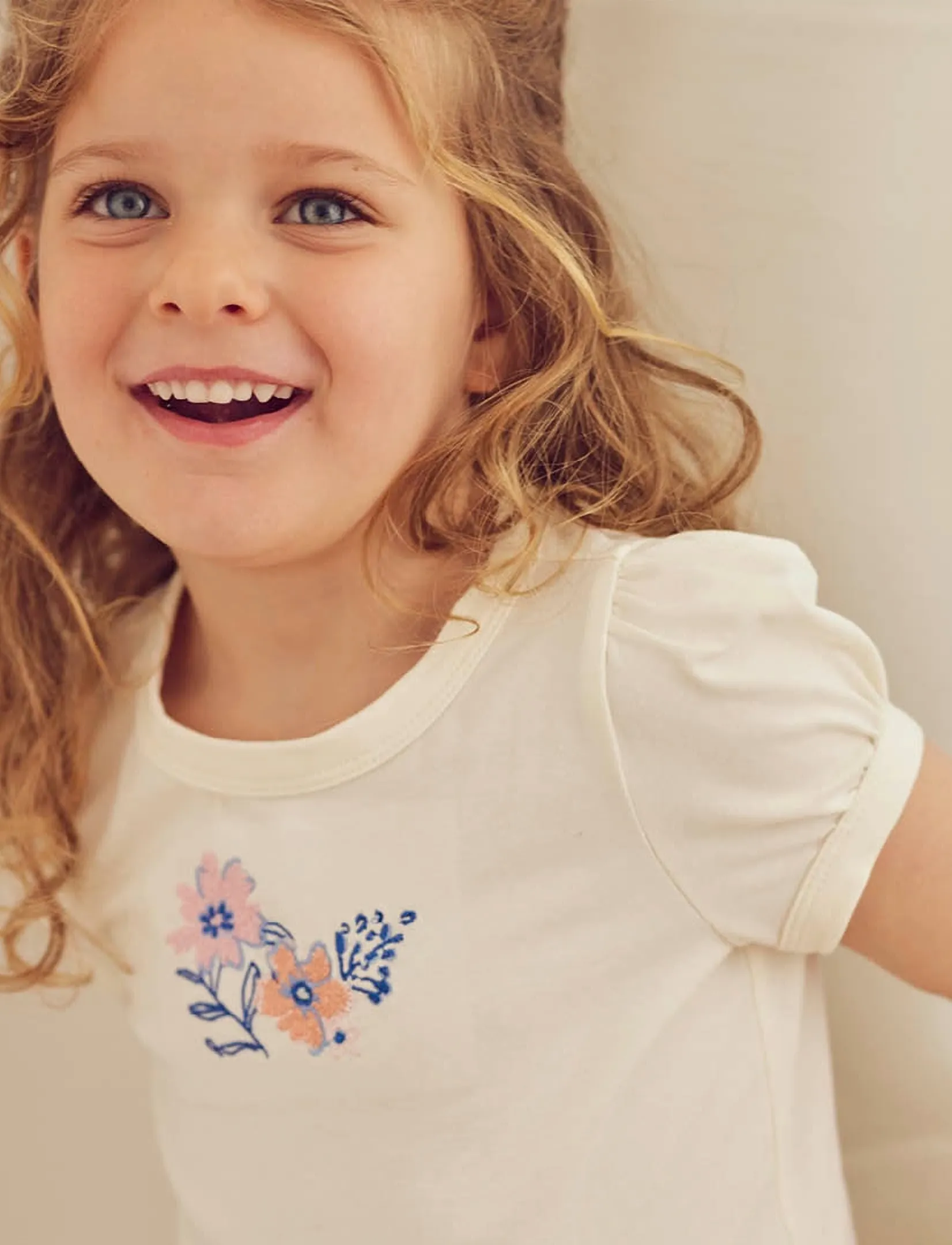 Müsli by Green Cotton Primrose peplum puff s/s T - Oberteile - TOFU / cream