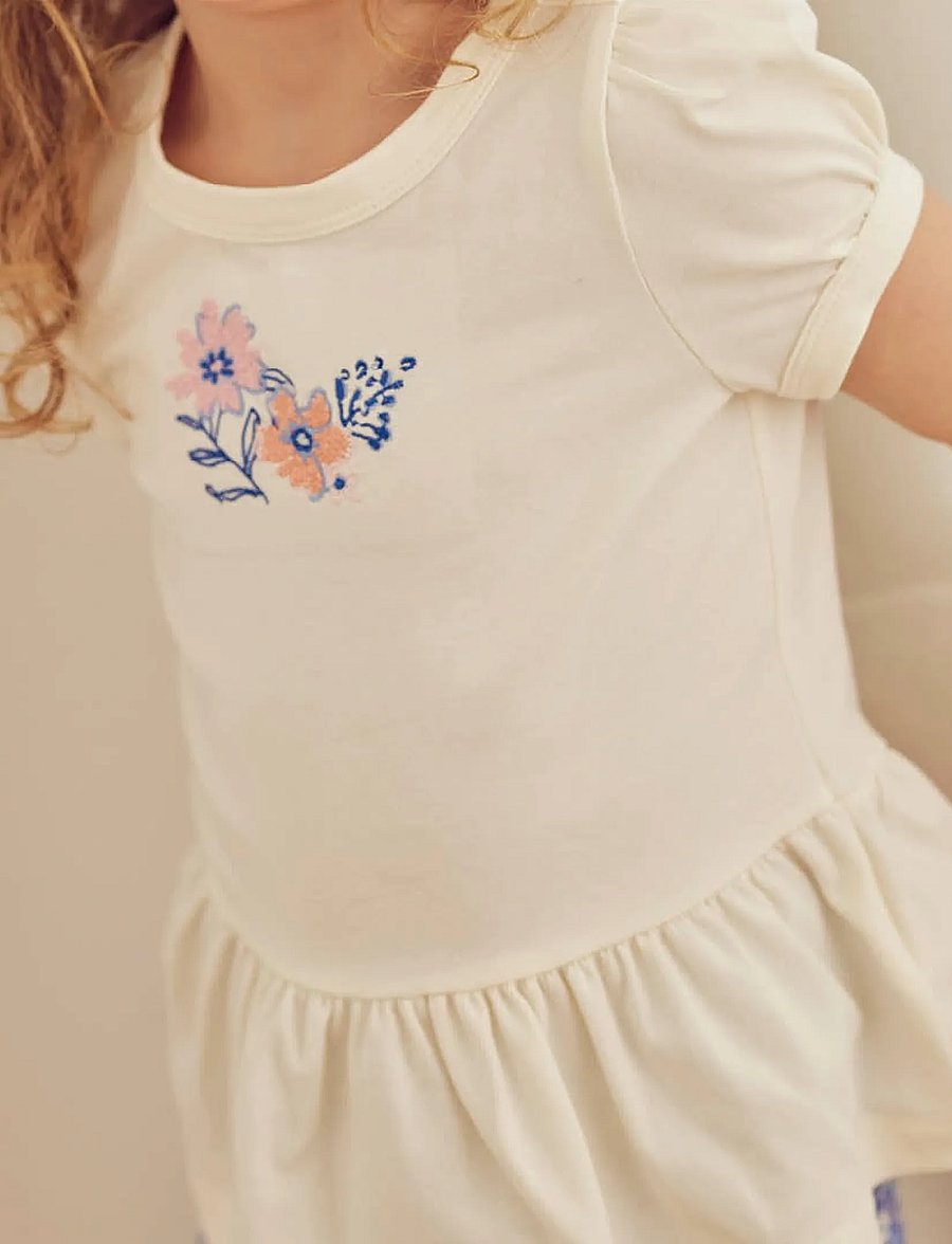 Müsli by Green Cotton - Primrose peplum puff s/s T - t-shirts à manches courtes - tofu - 3