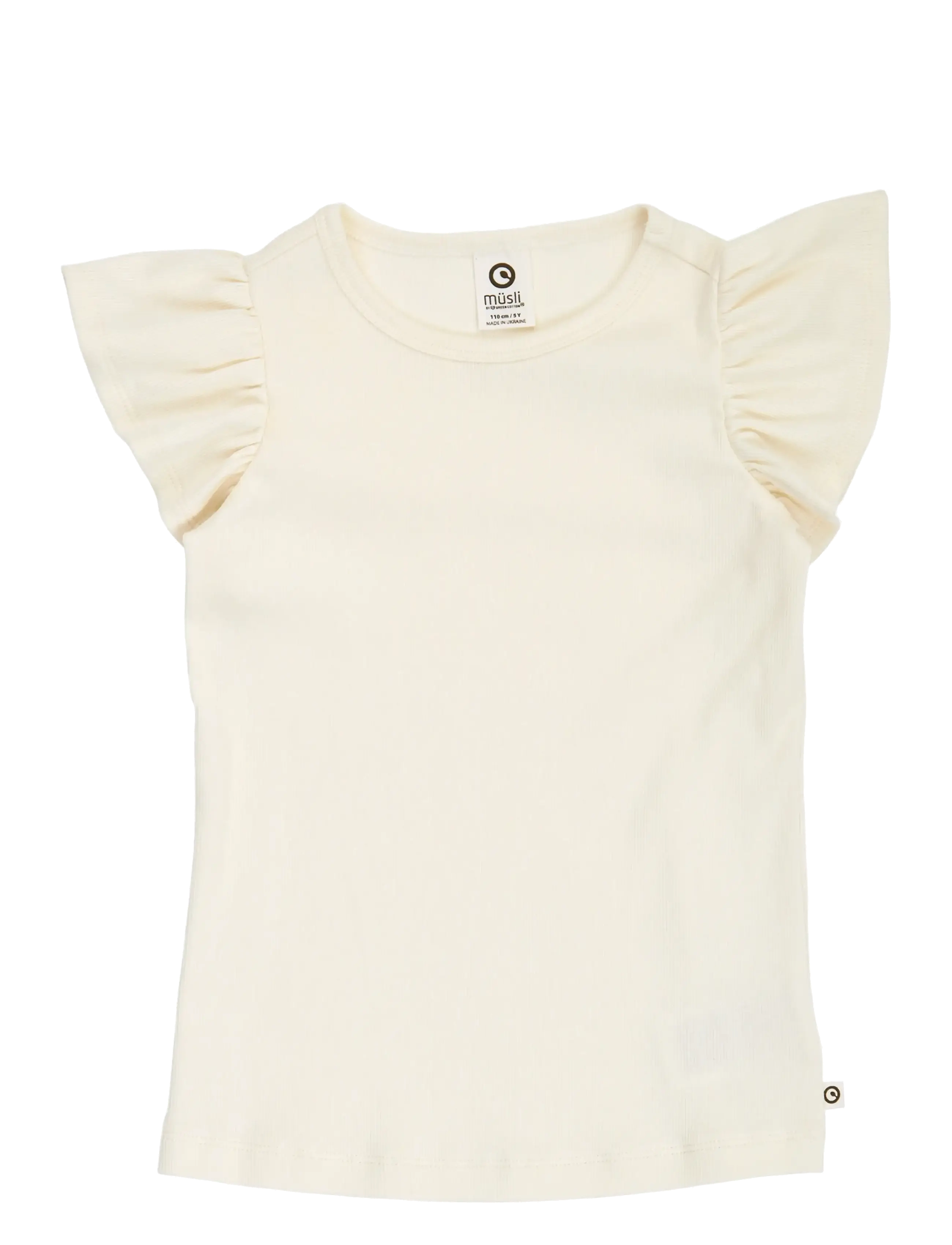 Müsli by Green Cotton Cozy me rib frill s/s T - New Arrivals - TOFU / cream