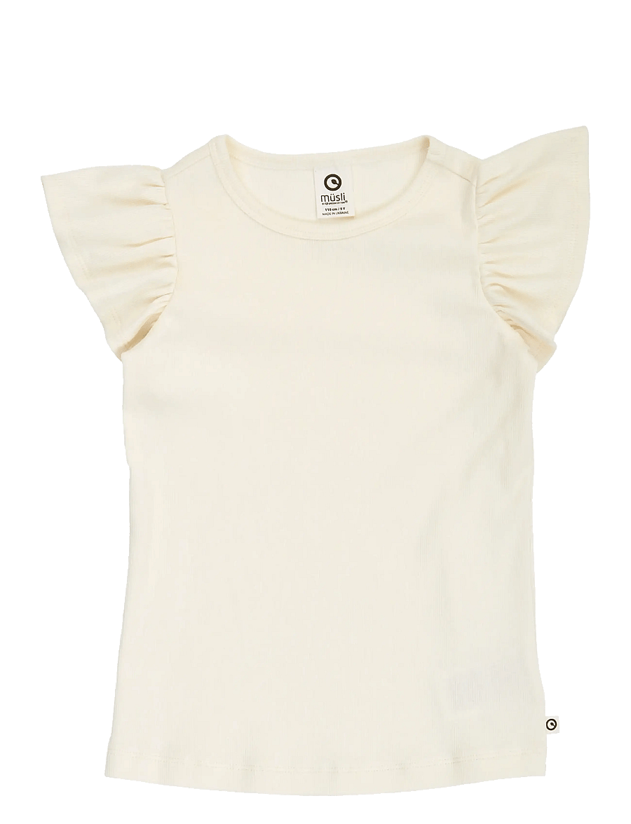 Müsli by Green Cotton - Cozy me rib frill s/s T - kortærmede t-shirts - tofu - 1