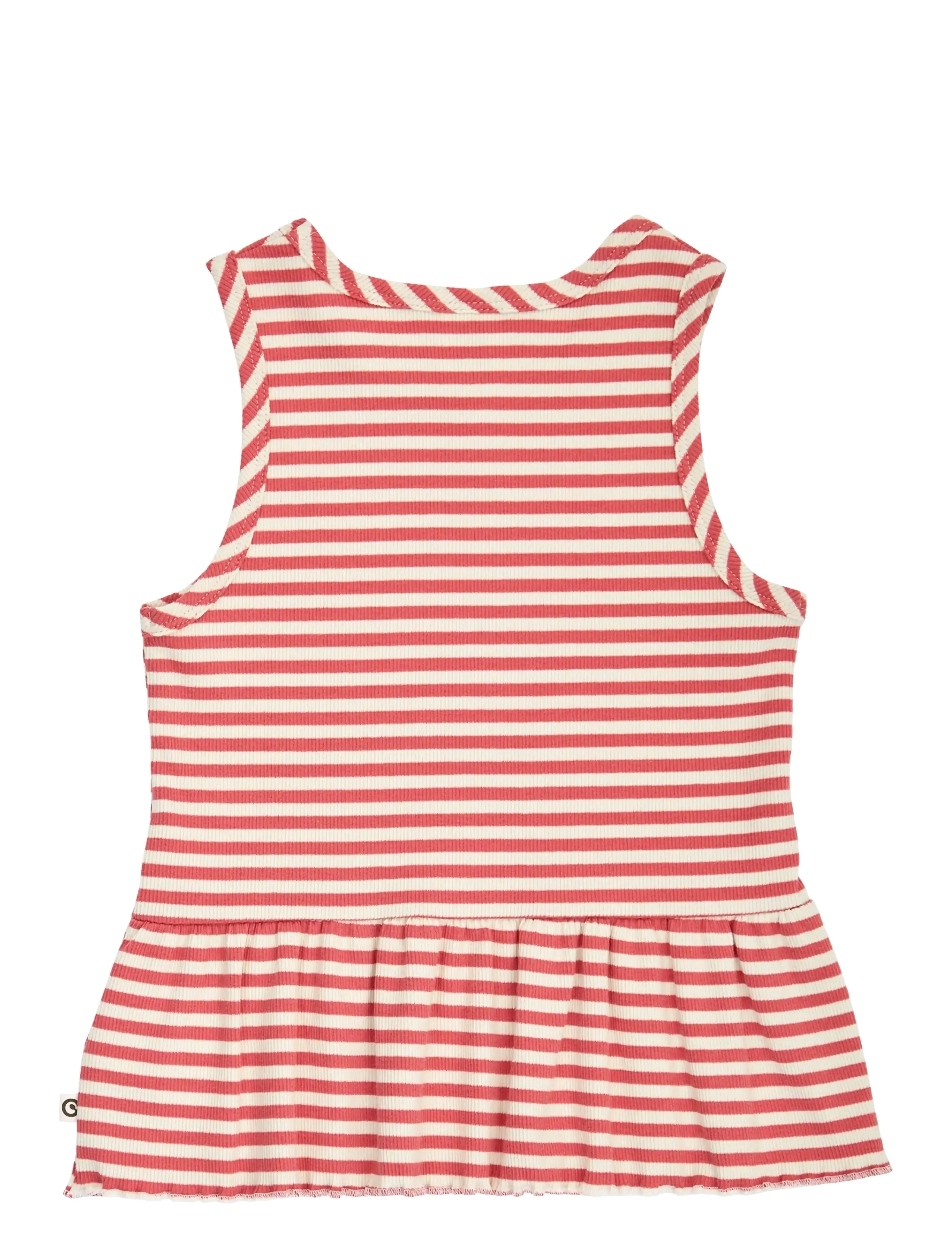 Müsli by Green Cotton - Rib stripe peplum top - Ærmeløs undertrøje - mineral red/ tofu - 2