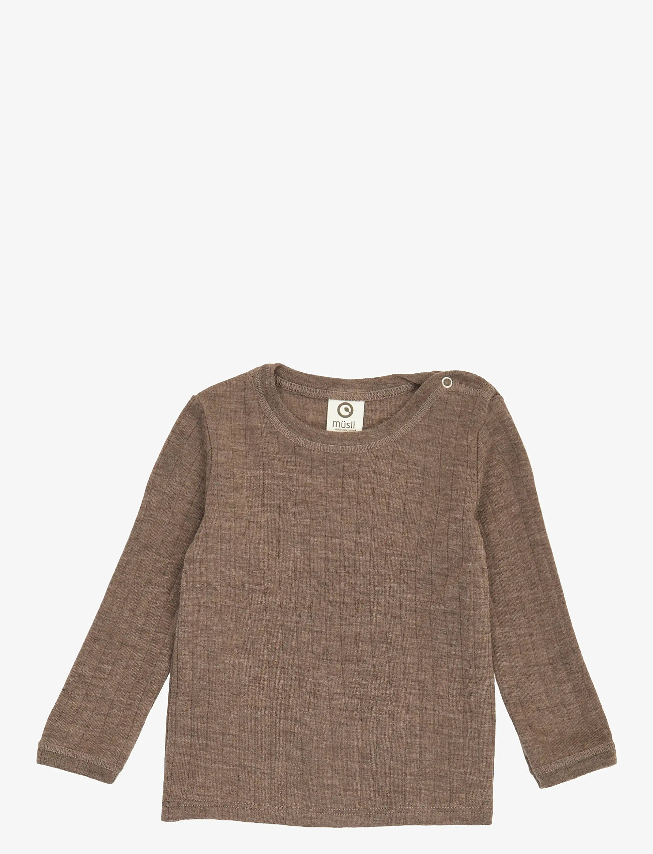 Müsli by Green Cotton - Woolly rib l/s T - långärmade t-shirts - walnut melange - 0