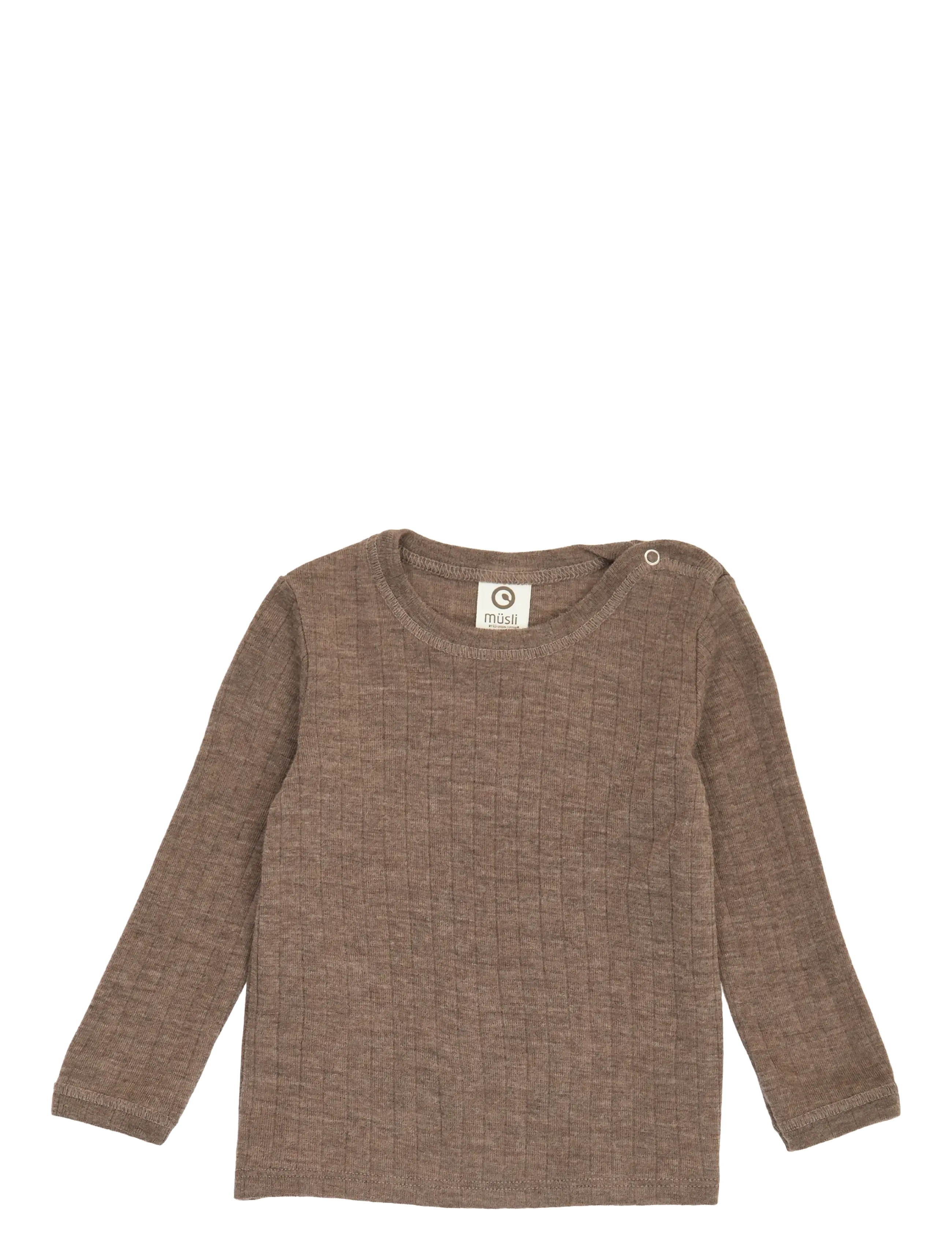 Müsli by Green Cotton Woolly rib l/s T - Uldundertrøje - WALNUT MELANGE / brown