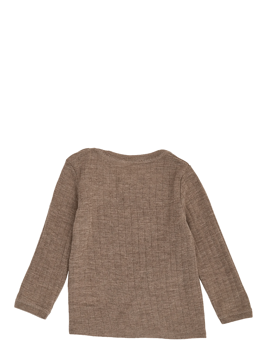 Müsli by Green Cotton - Woolly rib l/s T - langærmede t-shirts - walnut melange - 1
