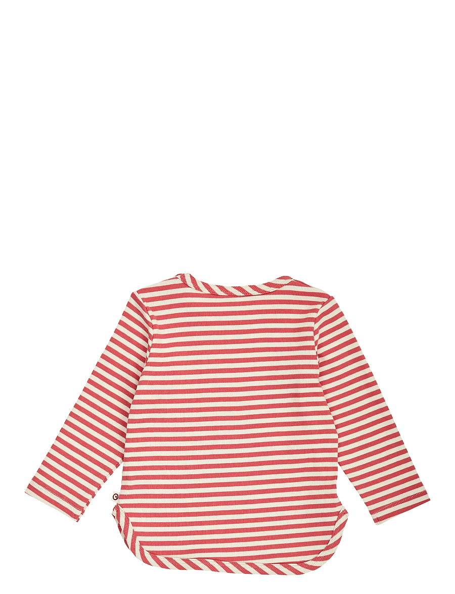Müsli by Green Cotton - Rib stripe pocket l/s T baby - t-shirts à manches longues - mineral red/ tofu - 2