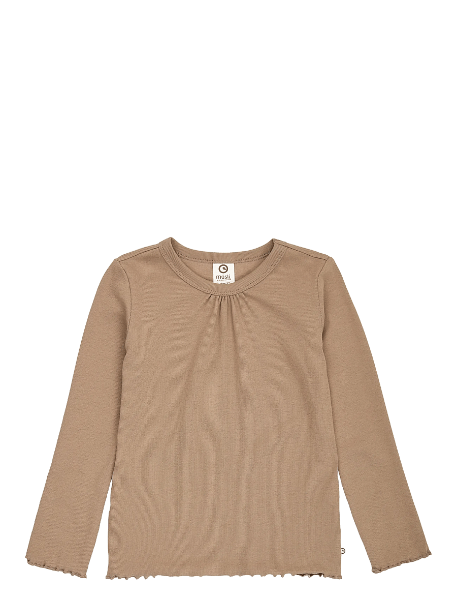 Müsli - Cozy me rib deco l/s T - langärmelig - walnut - 0