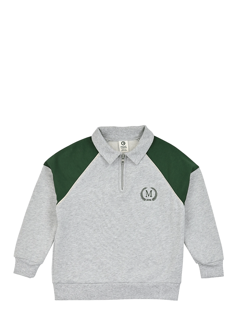 Müsli - Superfan sweat l/s zip polo - sweatshirts - pale greymarl - 1
