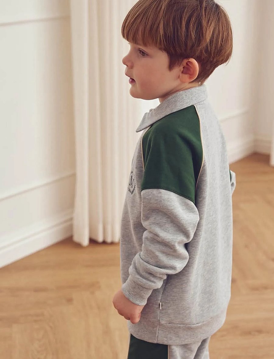 Müsli - Superfan sweat l/s zip polo - sweatshirts - pale greymarl - 3