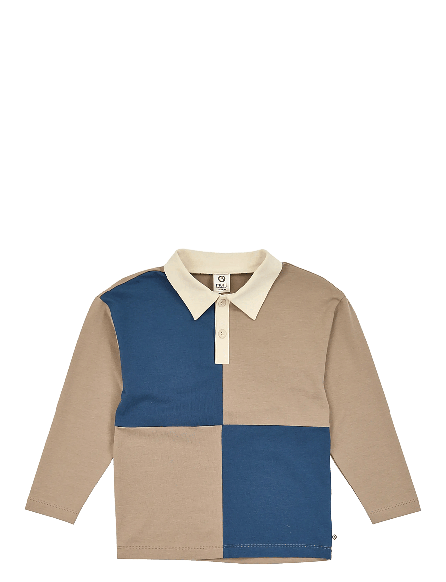 Müsli - Cozy me color block l/s polo shirt - langärmelig poloshirt - walnut - 0