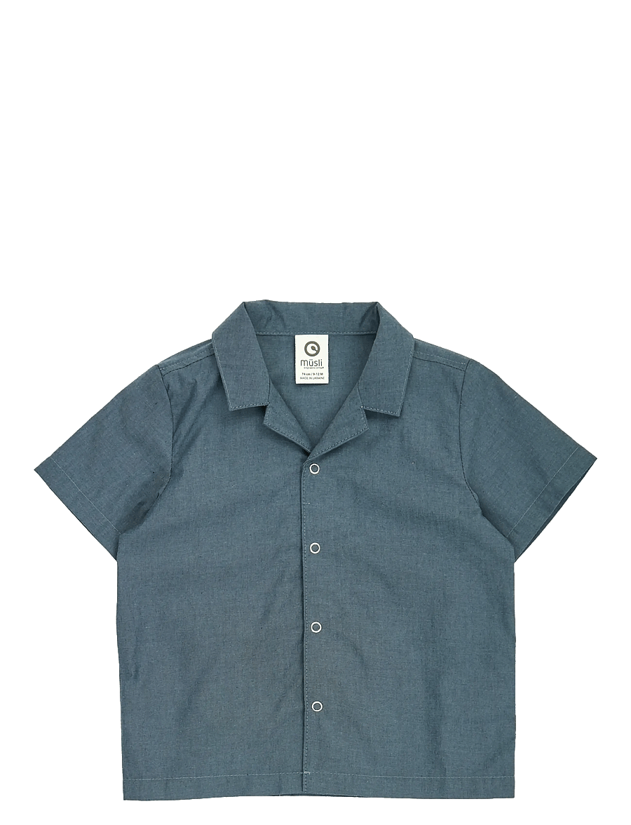 Müsli by Green Cotton - Chambray s/s shirt baby - marškiniai trumpomis rankovėmis - chambray - 0