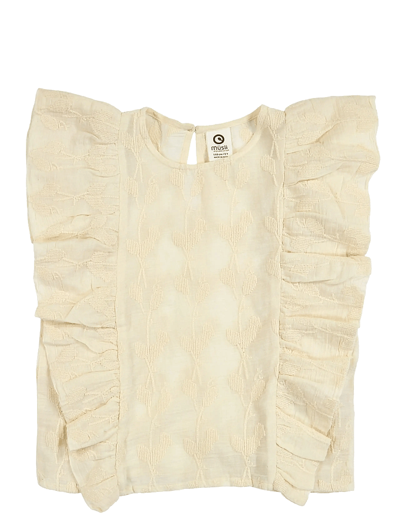 Müsli by Green Cotton - Poetry ruffle s/s T - blusen & tuniken - natural - 1