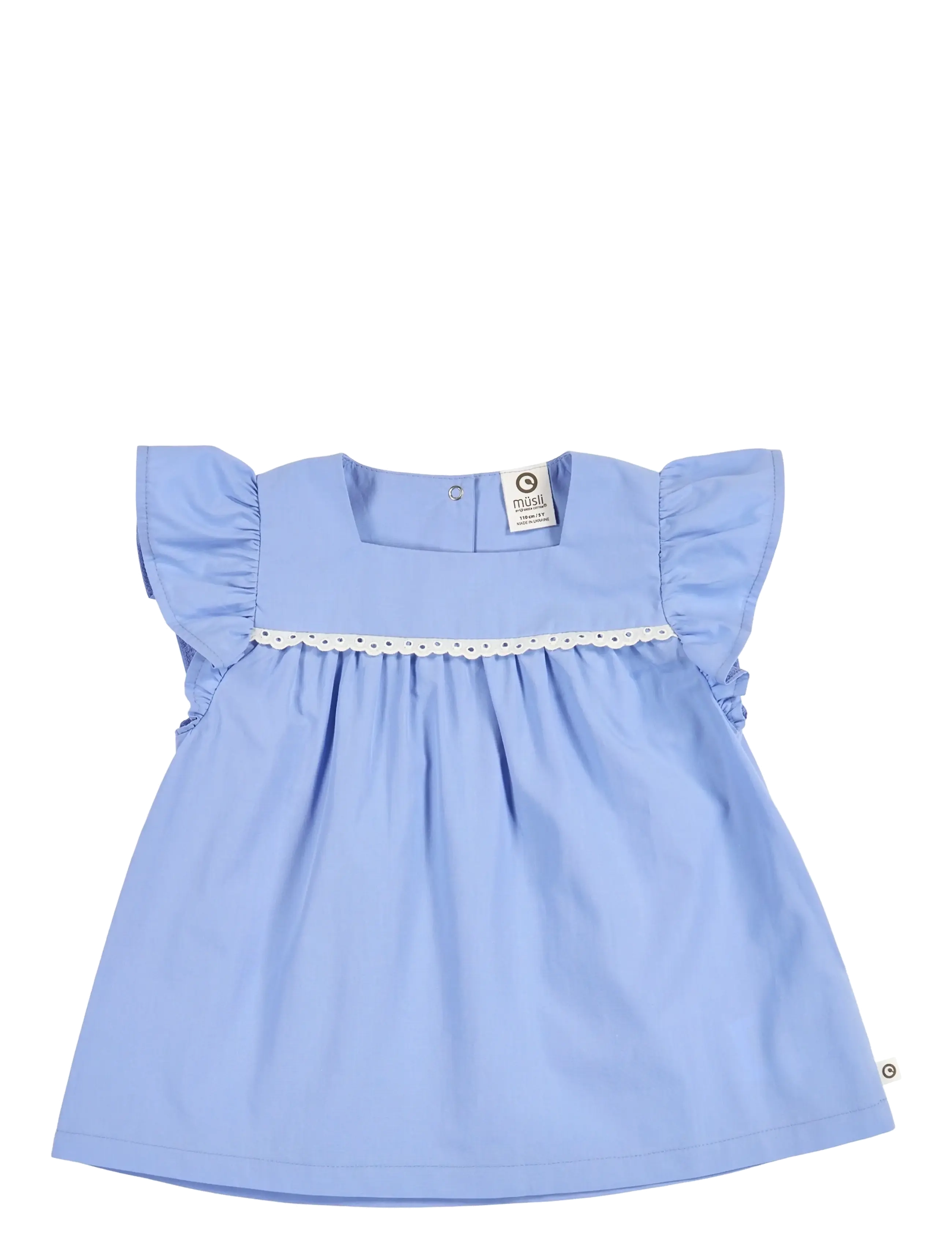 Müsli by Green Cotton - Poplin frill s/s T - blouses & tunics - shell blue - 1