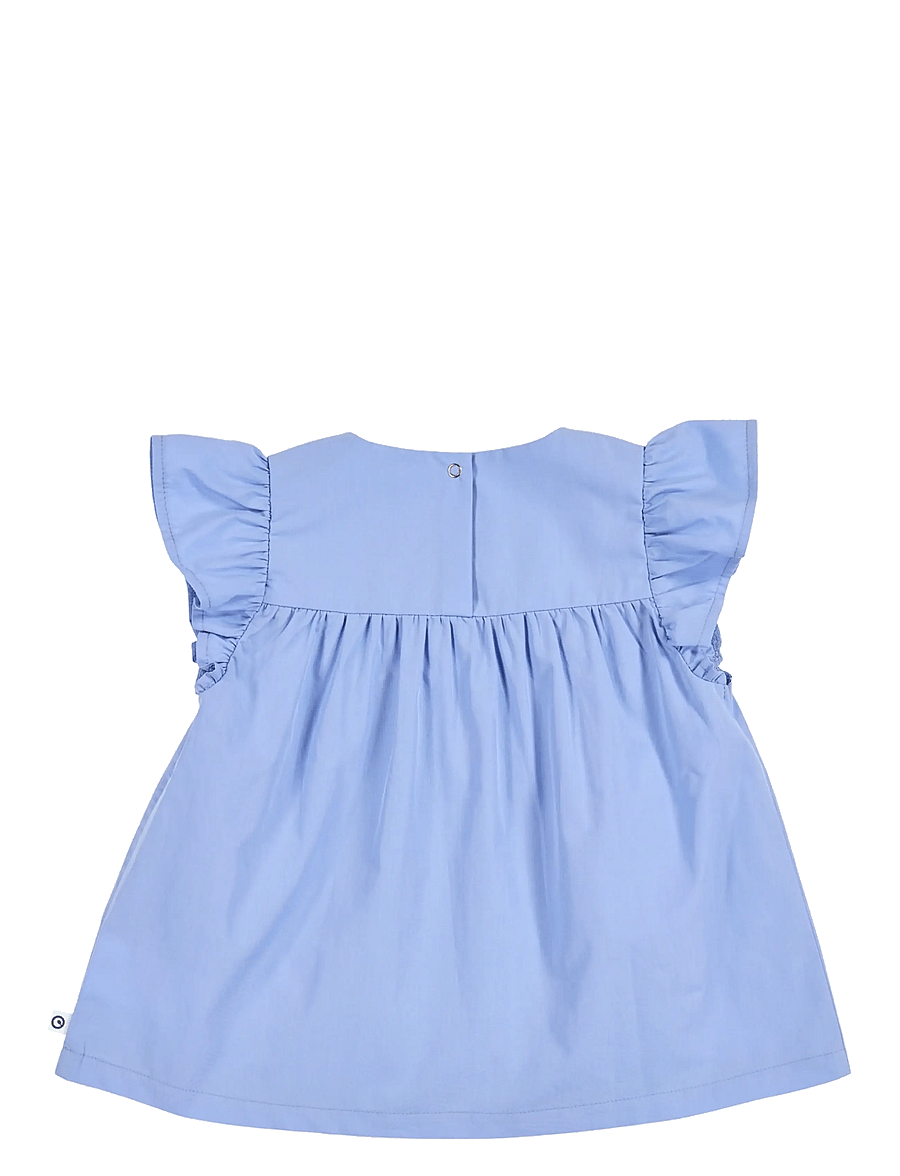 Müsli by Green Cotton - Poplin frill s/s T - bluser & tunikaer - shell blue - 2