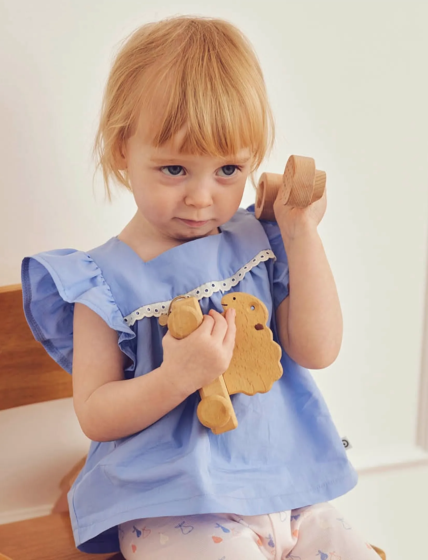 Müsli by Green Cotton Poplin frill s/s T - Oberteile - SHELL BLUE / blue