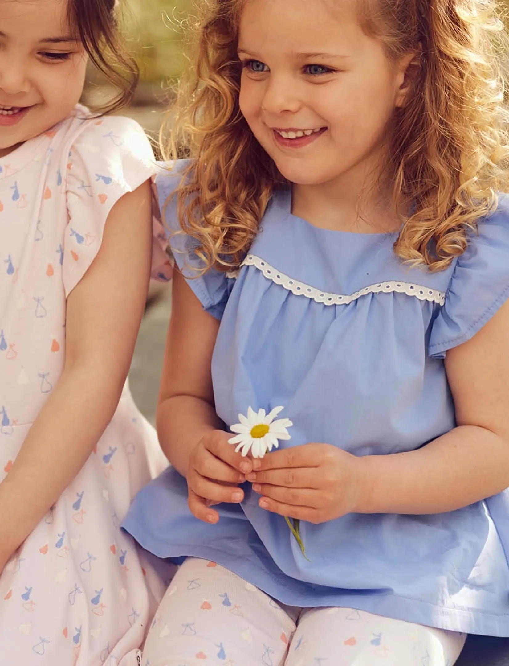 Müsli by Green Cotton - Poplin frill s/s T - bluser & tunikaer - shell blue - 4