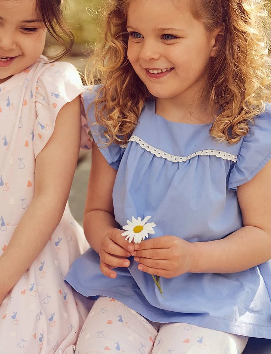 Müsli by Green Cotton - Poplin frill s/s T - bluser & tunikaer - shell blue - 4