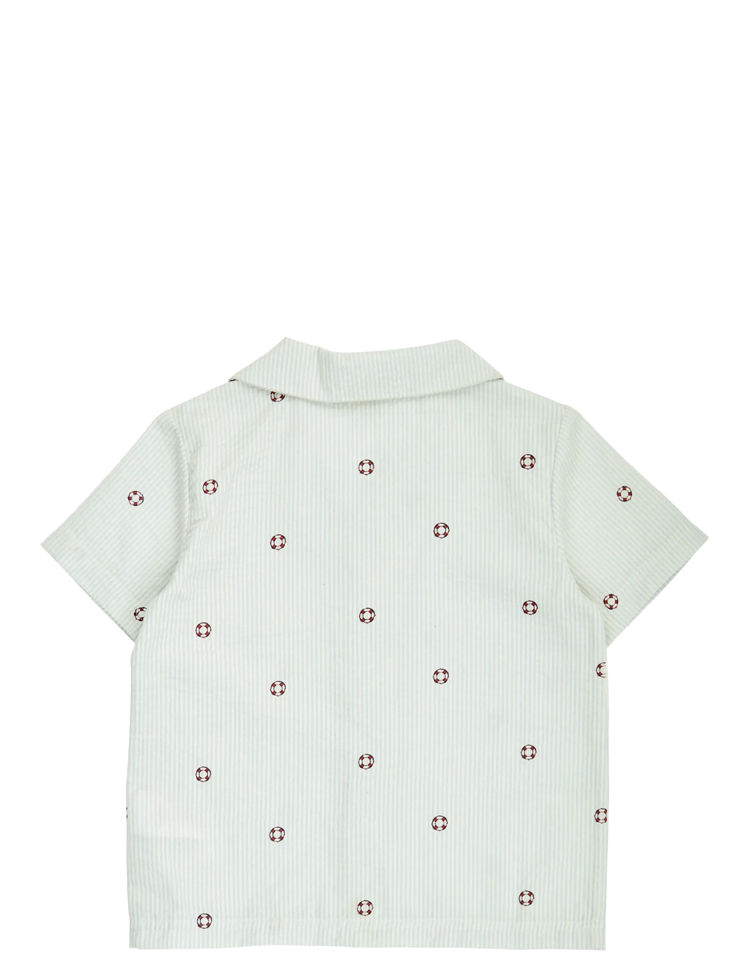 Müsli by Green Cotton - Seersucker stripe s/s shirt - chemises à manches courtes - tofu/ ocean/ mineral red - 1