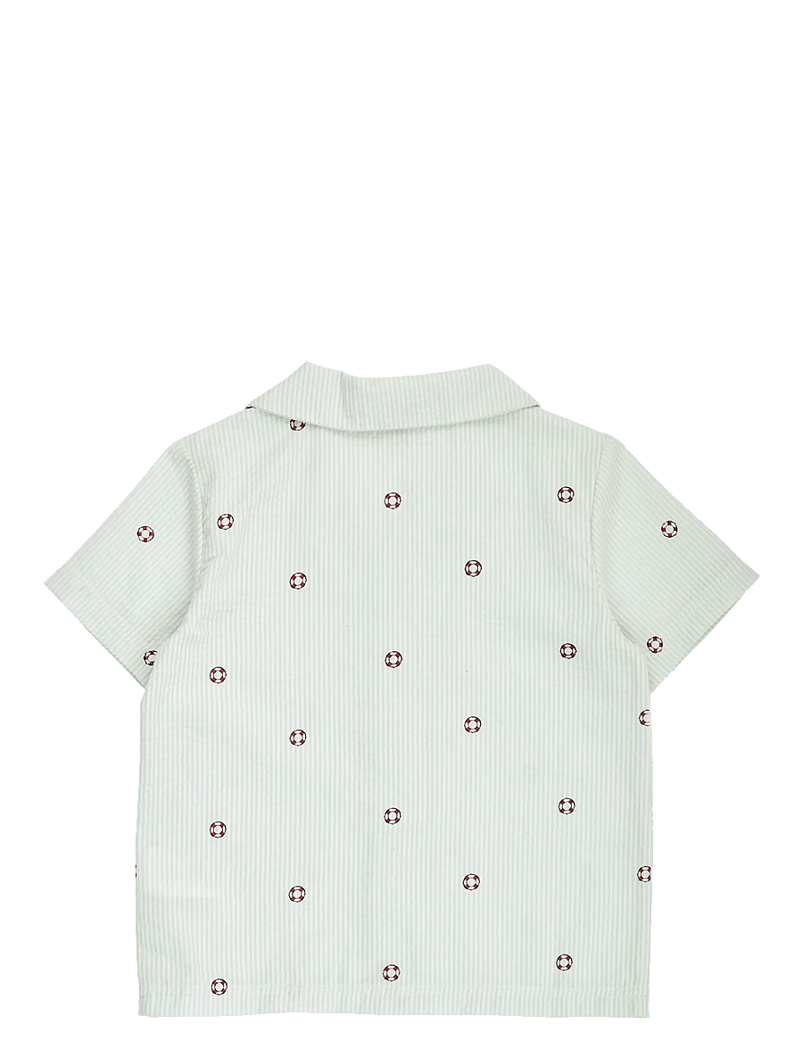 Müsli by Green Cotton - Seersucker stripe s/s shirt - chemises à manches courtes - tofu/ ocean/ mineral red - 1