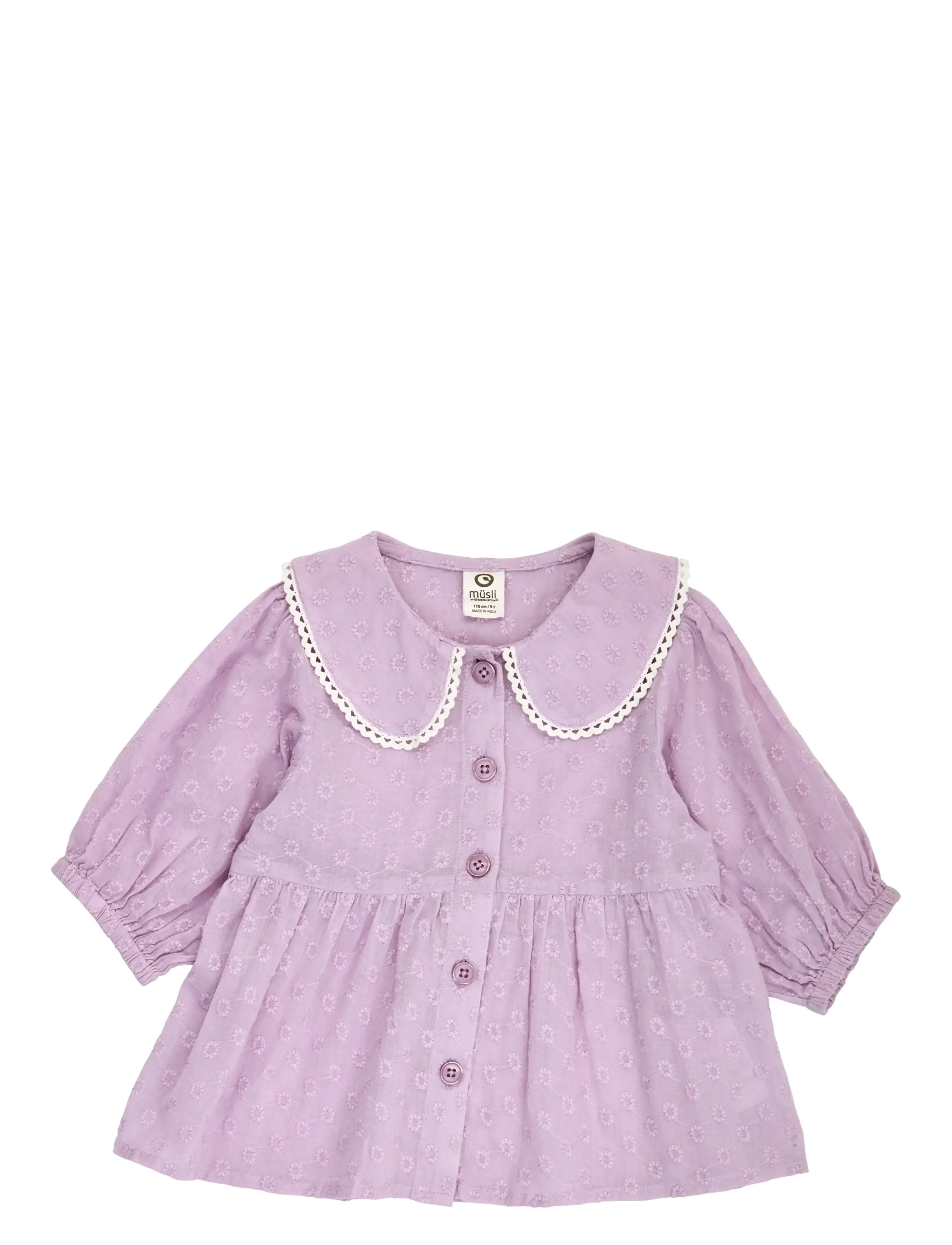 Müsli by Green Cotton Daisy collar puff s/s shirt - Barn 98-134 - DREAM / purple