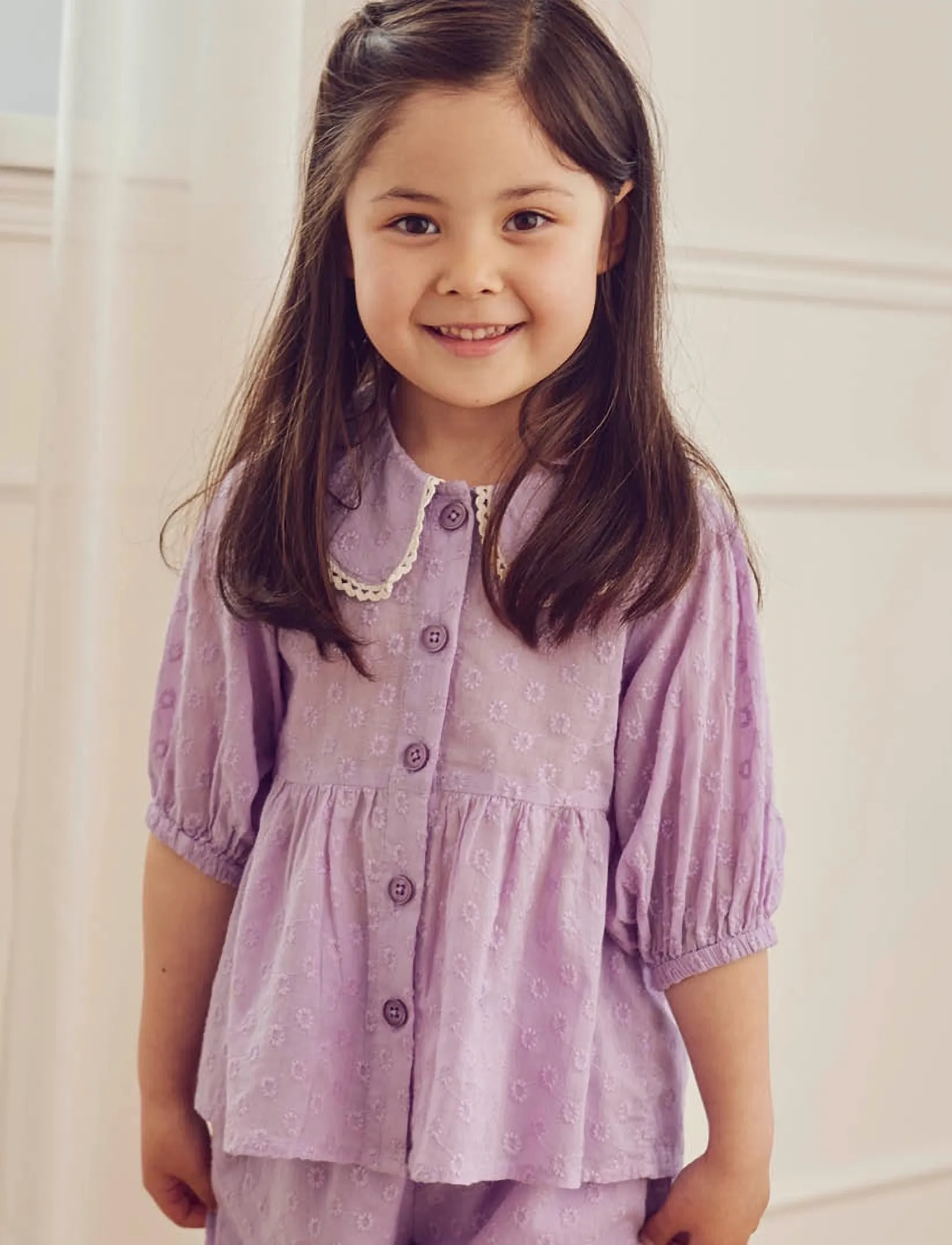 Müsli by Green Cotton Daisy collar puff s/s shirt - Oberteile - DREAM / purple