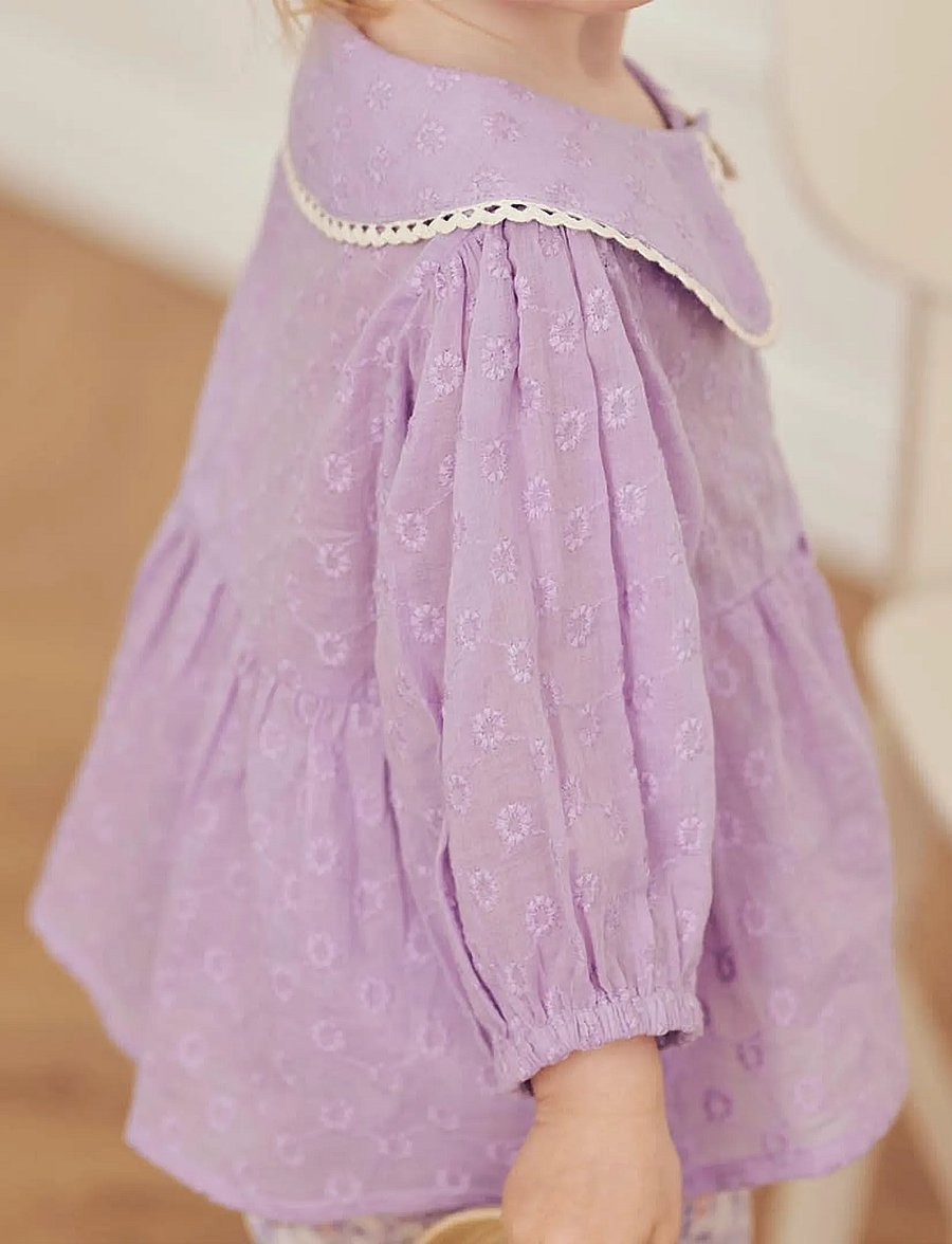 Müsli by Green Cotton - Daisy collar puff s/s shirt - chemisiers & tuniques - dream - 5