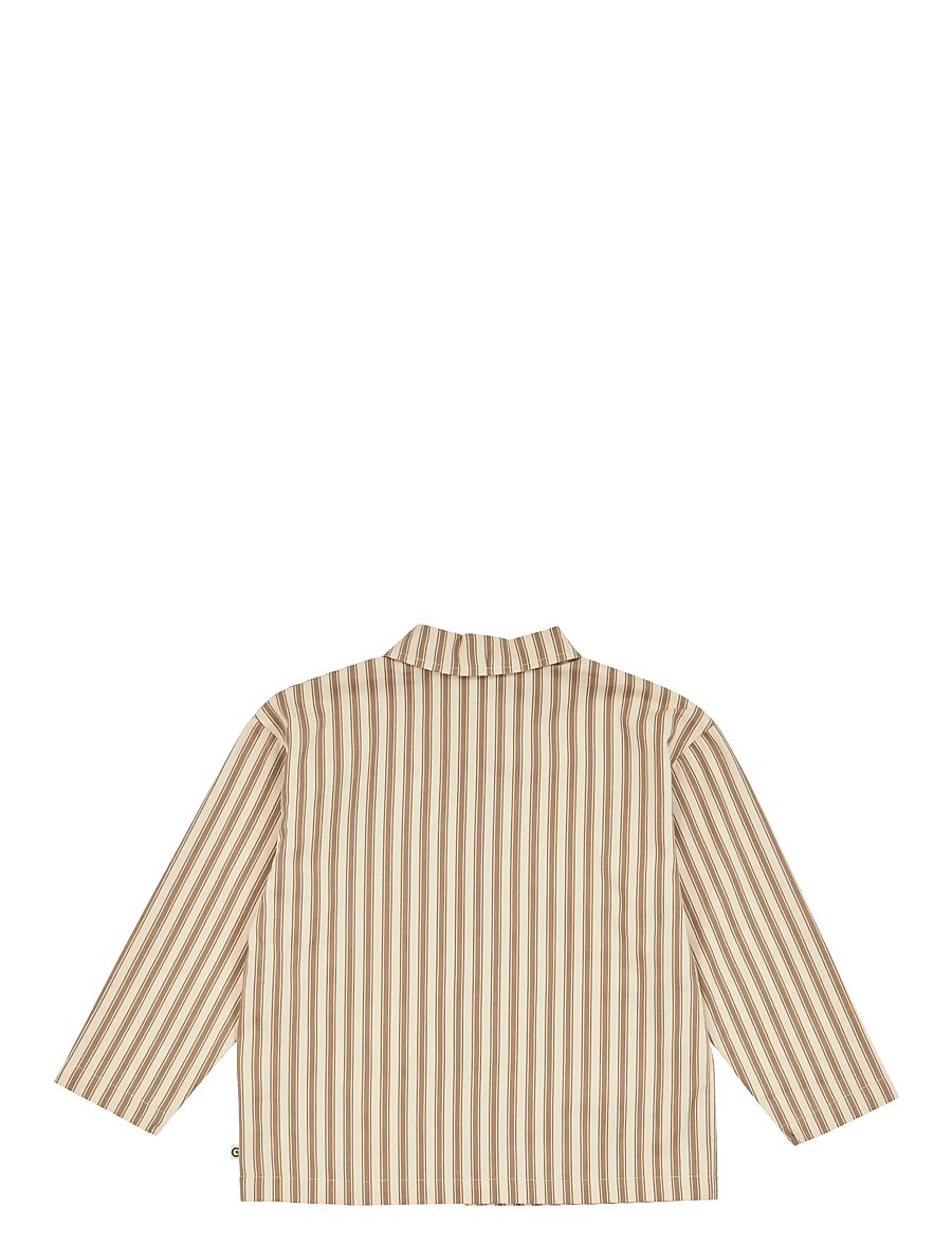 Müsli - Woven stripe l/s shirt - oak/ walnut - 2