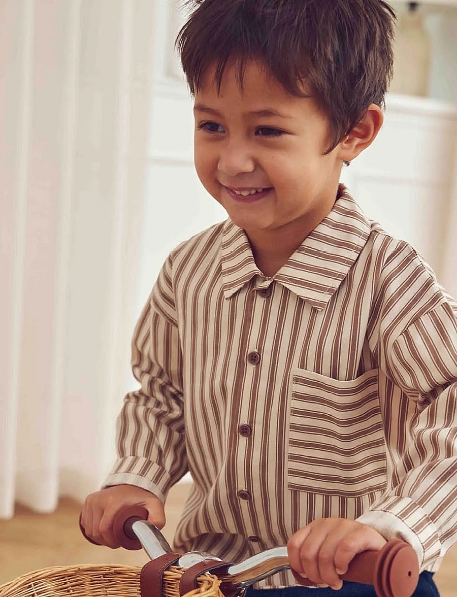 Müsli - Woven stripe l/s shirt - oak/ walnut - 0