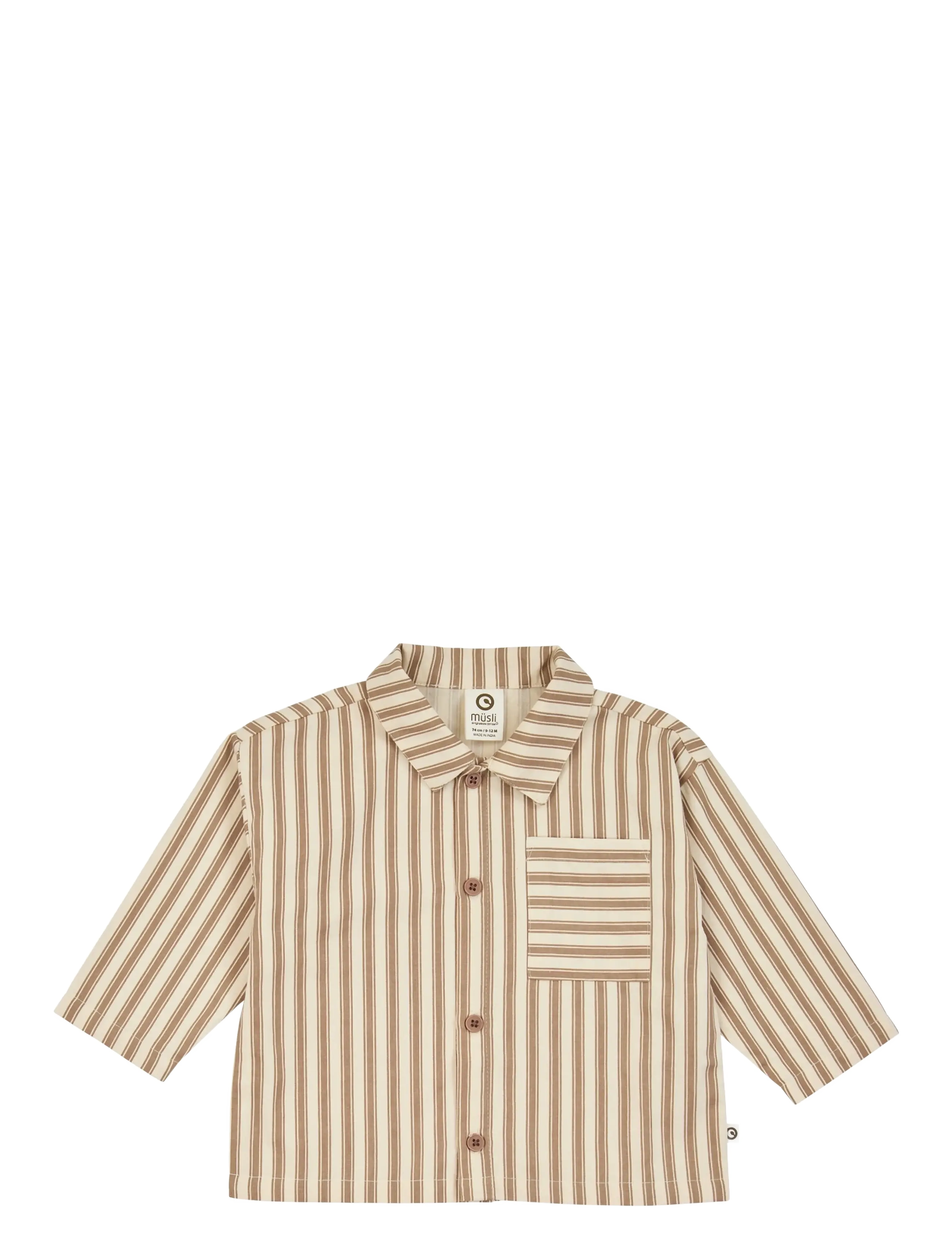Müsli Woven stripe l/s shirt baby - Versla eftir stærð - OAK/ WALNUT / brown