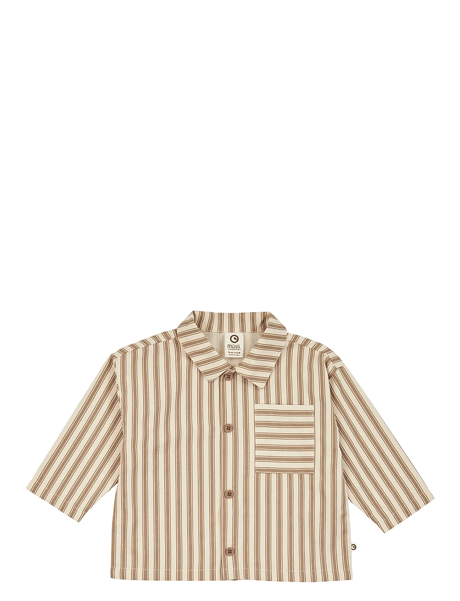 Müsli - Woven stripe l/s shirt baby - oak/ walnut - 1