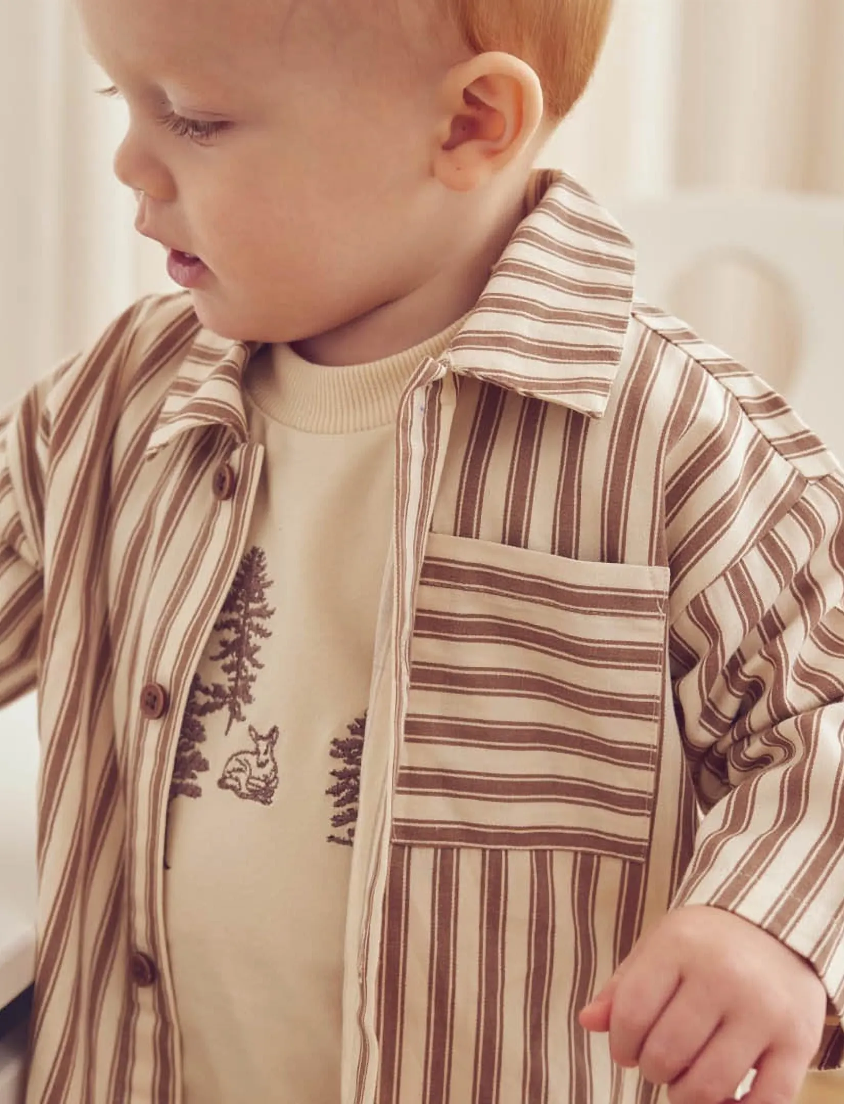 Müsli Woven stripe l/s shirt baby - Long-sleeved shirts - OAK/ WALNUT / brown
