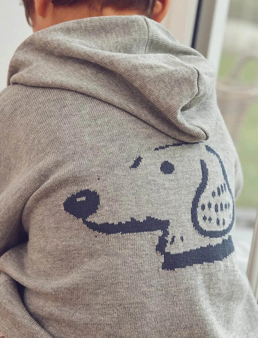 Müsli - Dogs knit hoodie - pale greymarl - 4